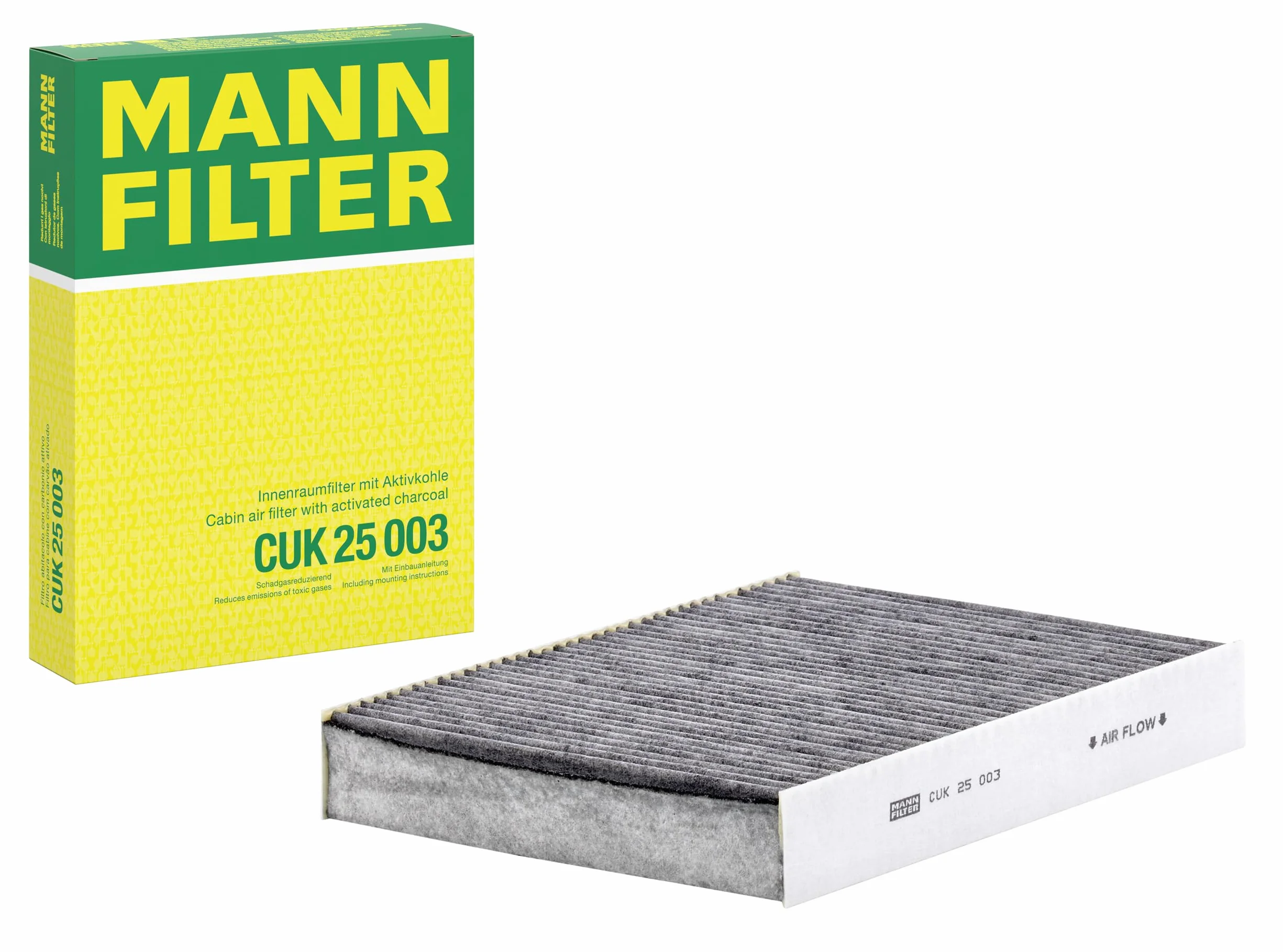 MANN-FILTER CUK 25 003 Filtro aria cabina - Filtro Antipolline con Carbonio attivato - per Autovetture + veicoli commeriali