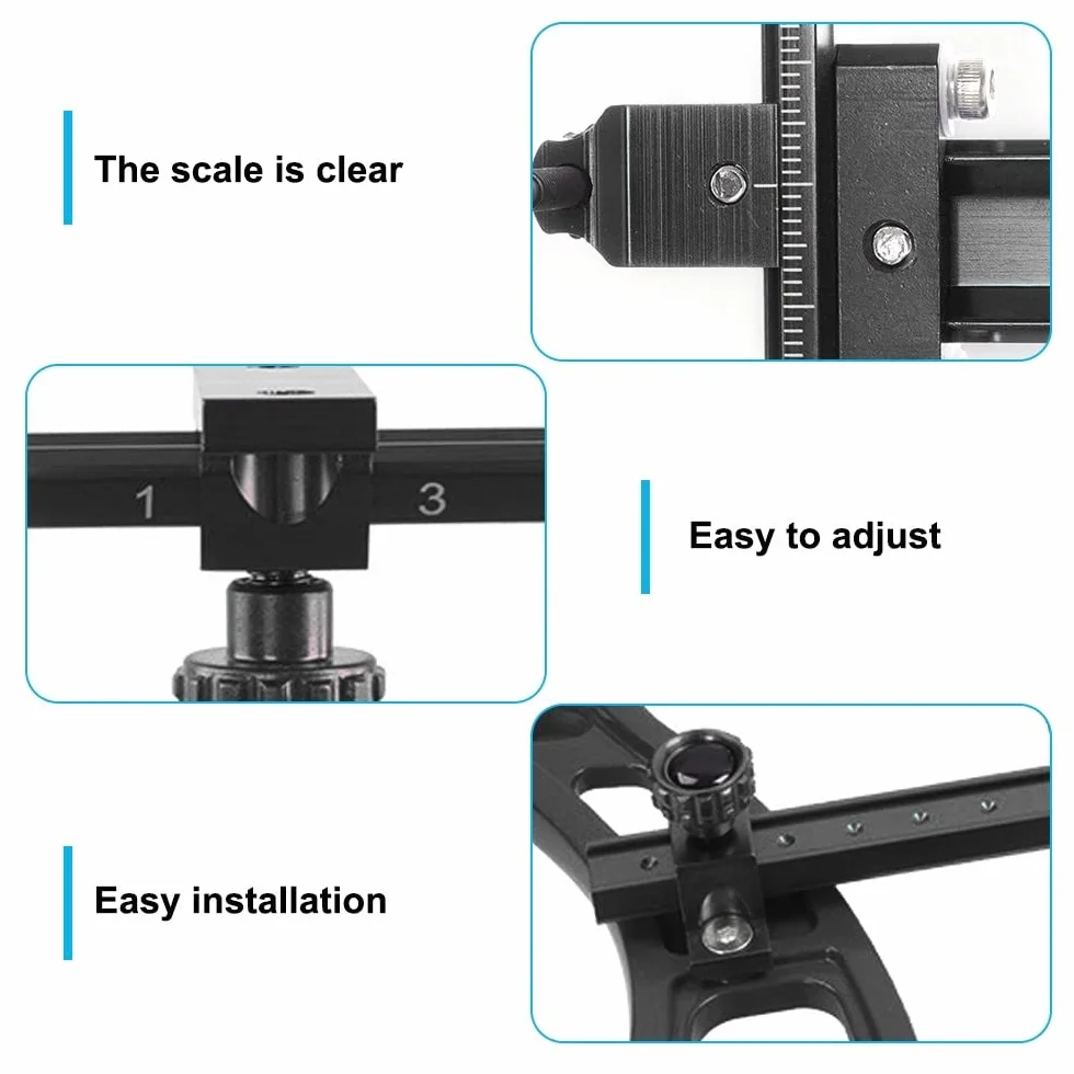 Visiera ad arco ricurvo 6 pollici a forma di T Bow Sight lega di alluminio regolazione rapida