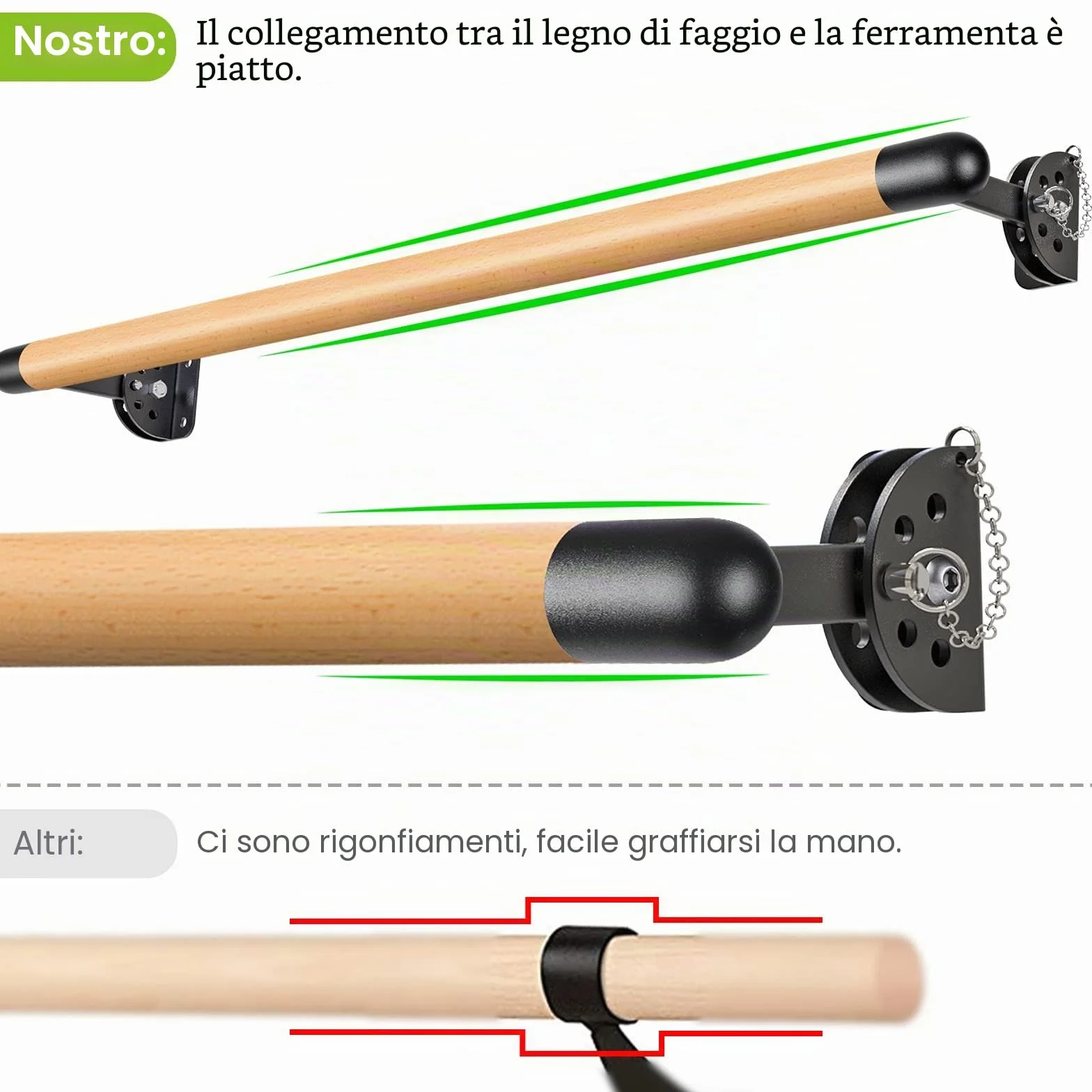 Kipika Barra da Balletto Tradizionale in Legno Massello da Parete