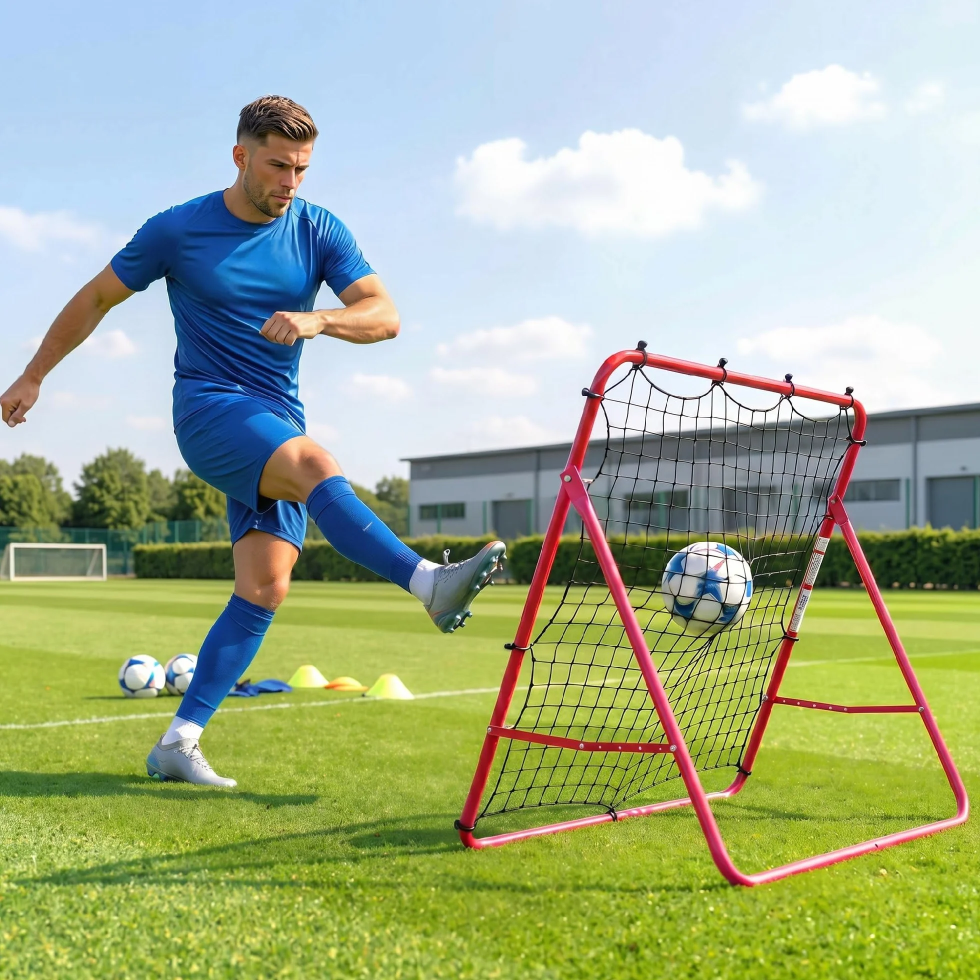 SPORTNOW Rete Rebounder Calcio Regolabile 5 Angolazioni Allenamento Portatile Giardino