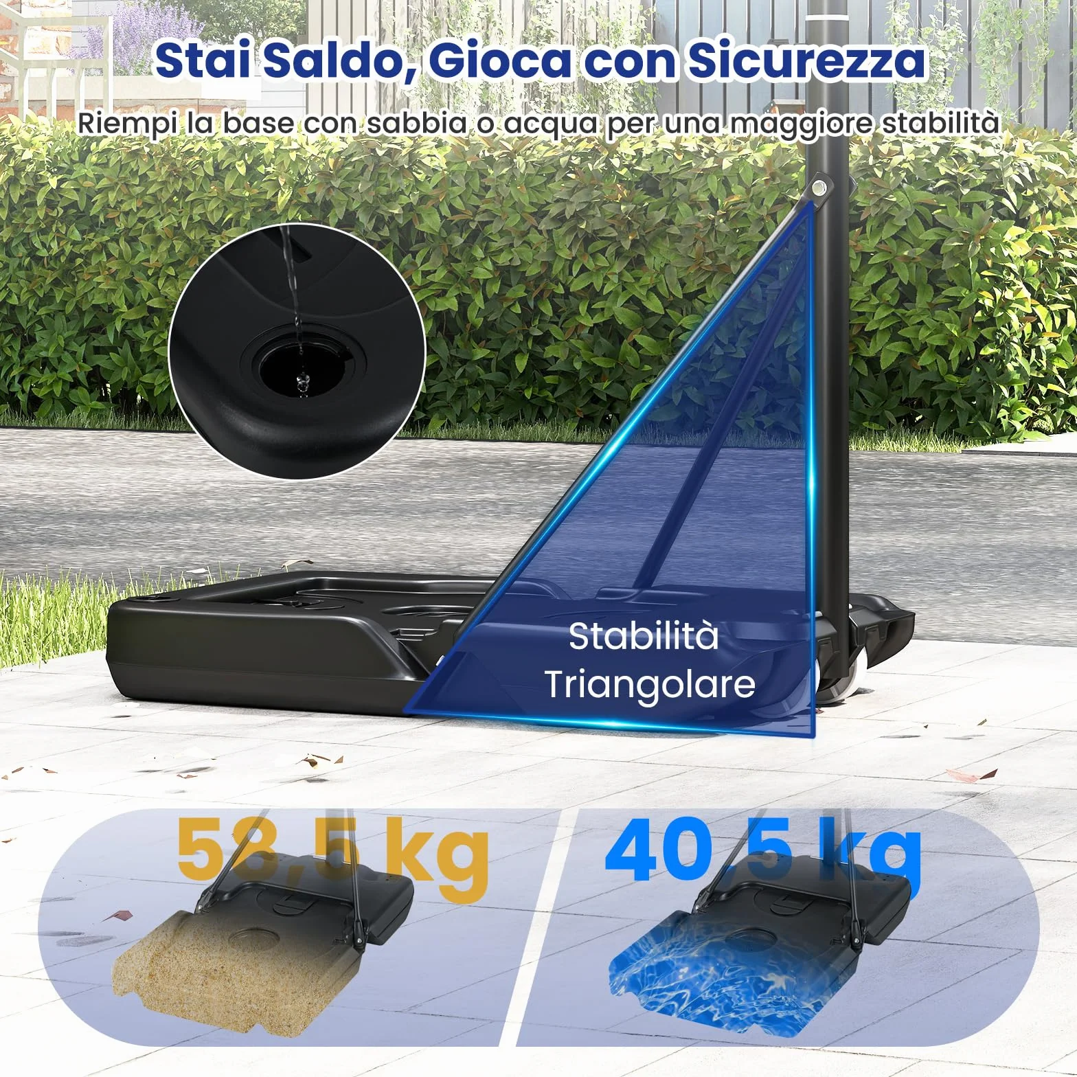 COSTWAY Canestro da Basket da Esterno Portatile Regolabile 1-3M Tabellone Antiurto con Ruote
