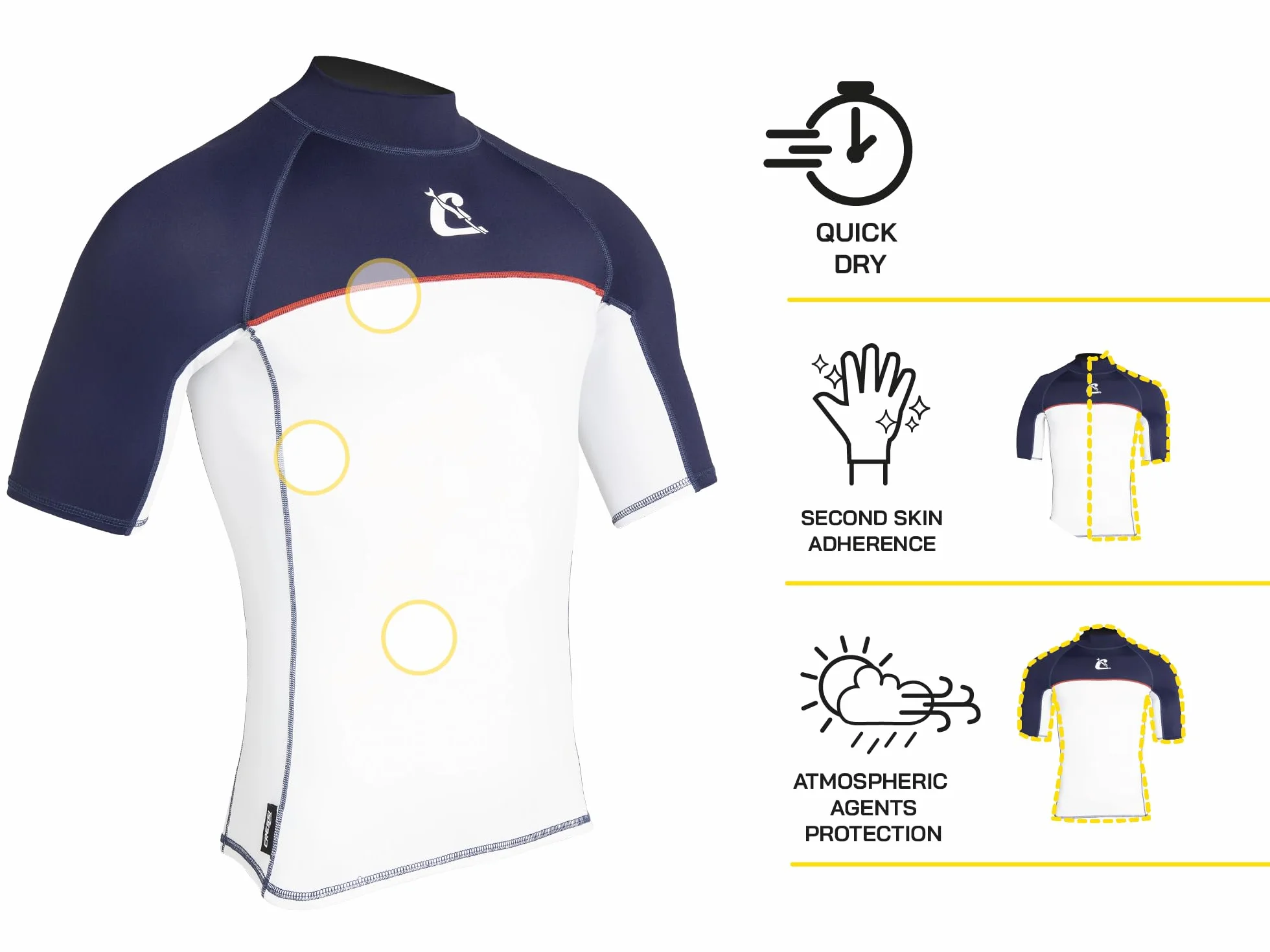 Cressi Shield Man Rash Guard Short/SL - Rash Guard Manica Corta Protettiva per SUP e Sport Acquatici