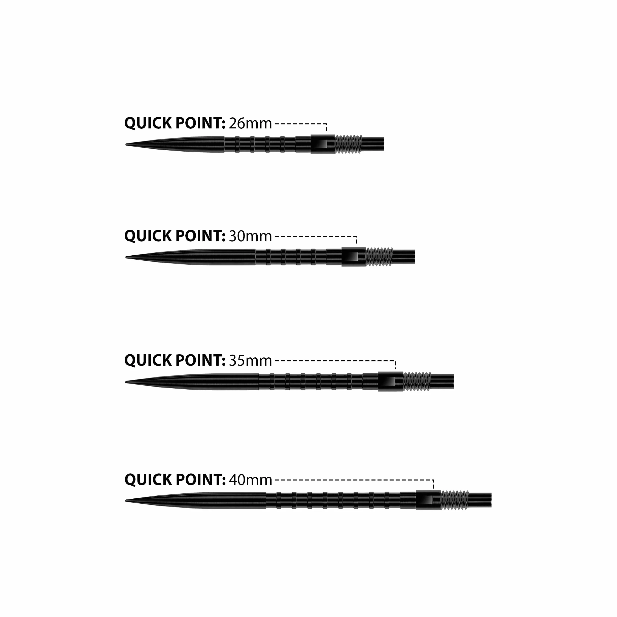 Harrows HM Grip Heavy Metal Quick Points 30 mm punte freccette Ryan Searle anelli quadrati sistema rapido nero