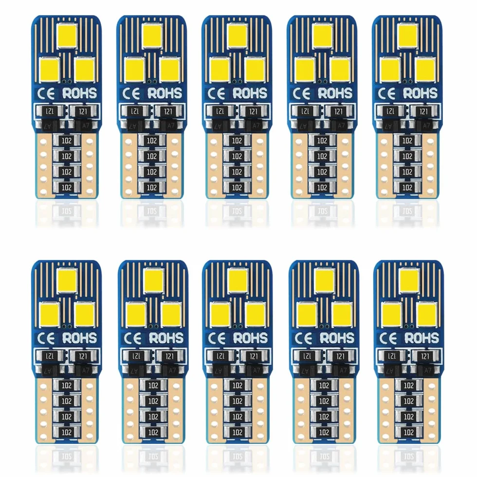 10pcs Lampadine W5W T10 LED 6500K Bianca 12V 6SMD 2835 Chip Luci Interne Auto Moto 501 194 168 LED per Luce Posizione Luci Laterale luci Cortesia Luce Bagagliaio Luci Targa