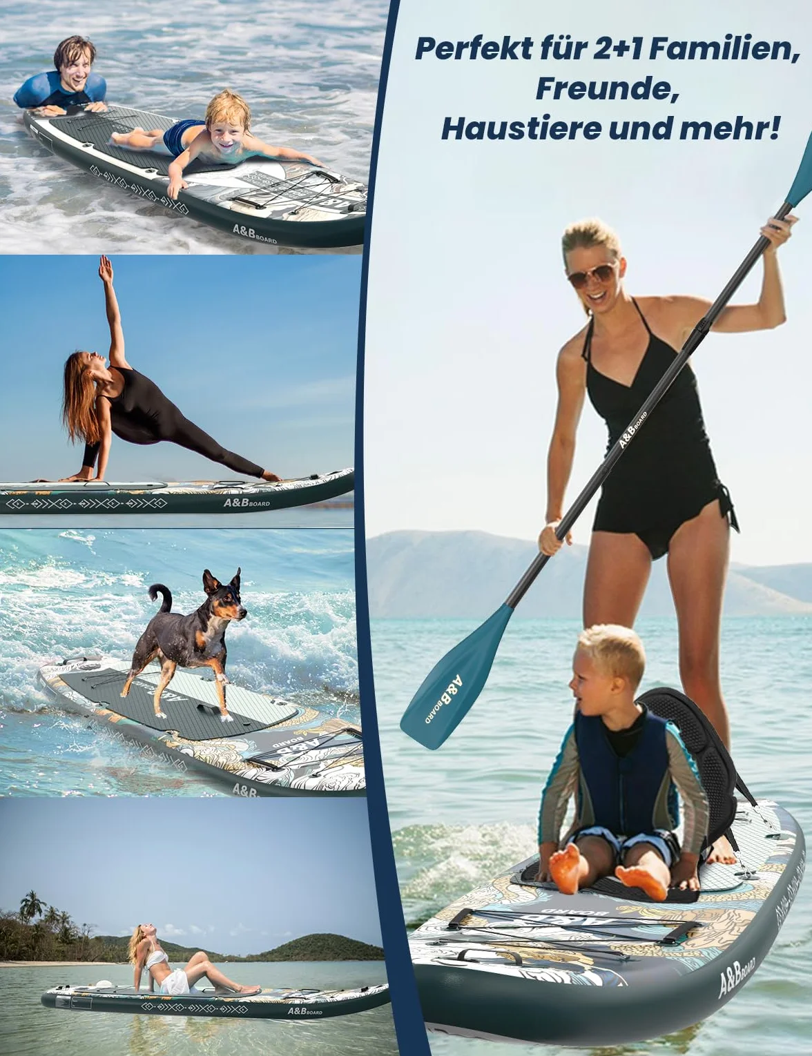 A&BBOARD SUP Gonfiabile Adulti con Tutti gli Accessori,335 cm Tavola da Stand up Paddle Board Gonfiabile per Tutti i Livelli di Abilità
