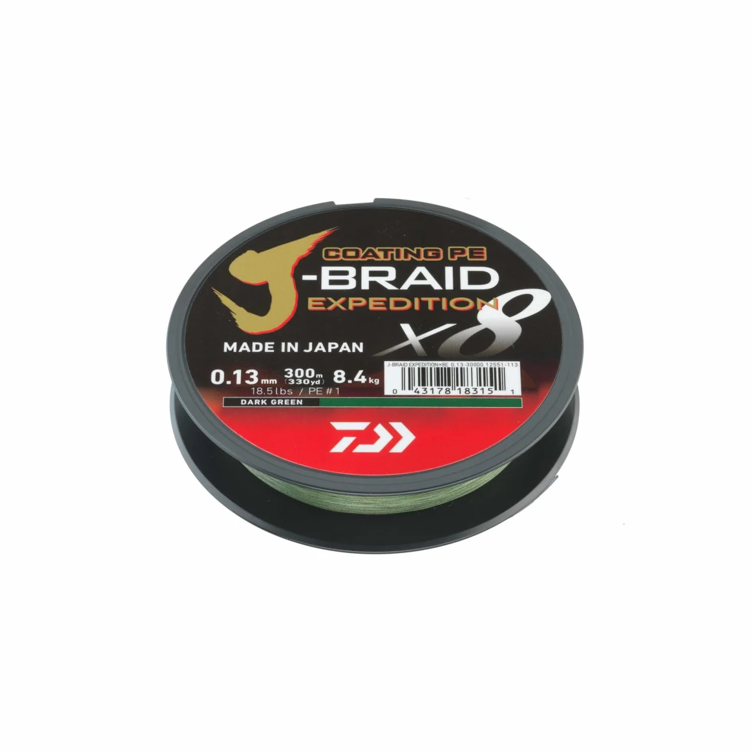 DAIWA J-Braid Expedition X8E 300m Dark Green Lenza Intrecciata