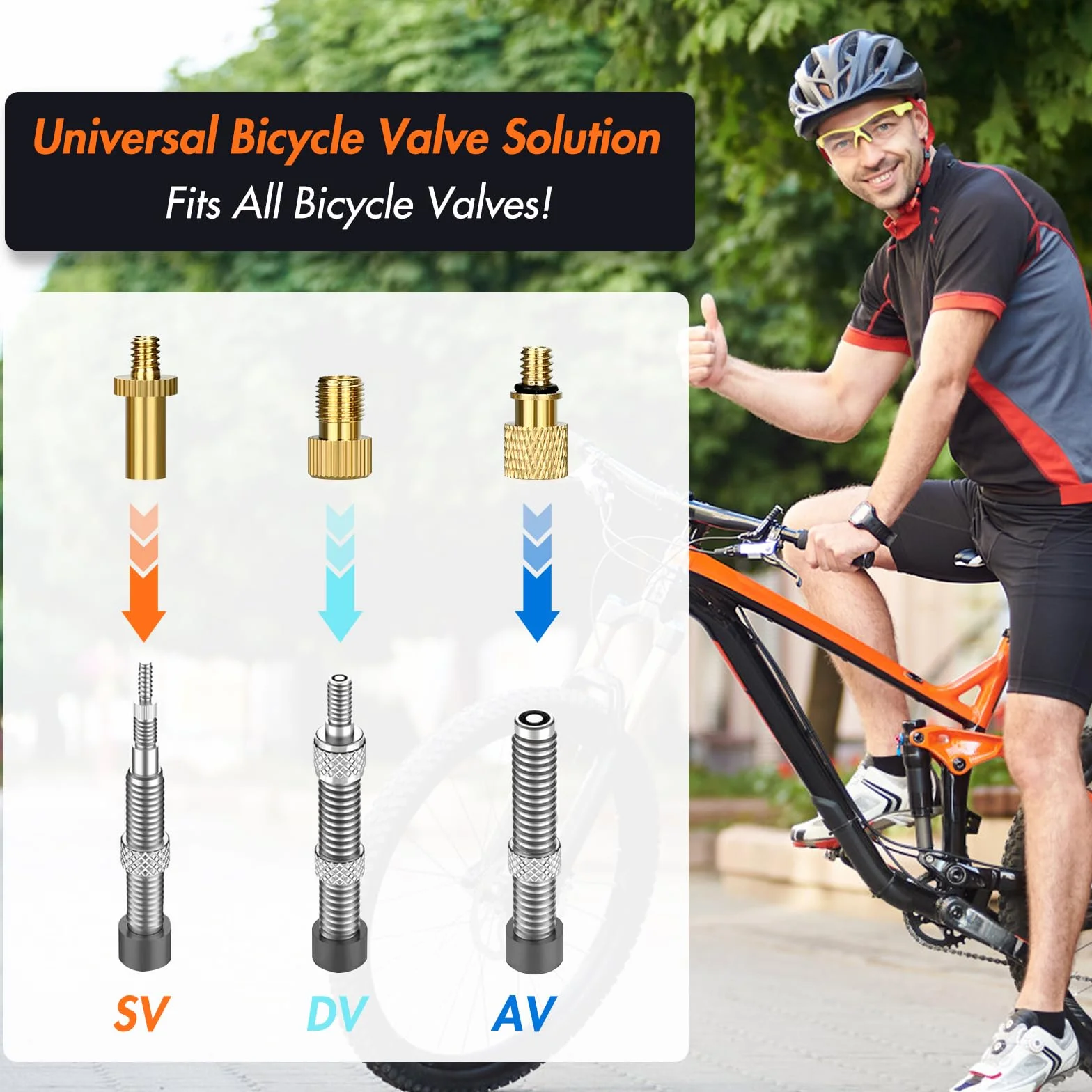 Adattatore Valvola Bici 21 Pezzi Set per Presta SV DV AV Pompa Bicicletta Compressore Aria Kit Gonfiaggio
