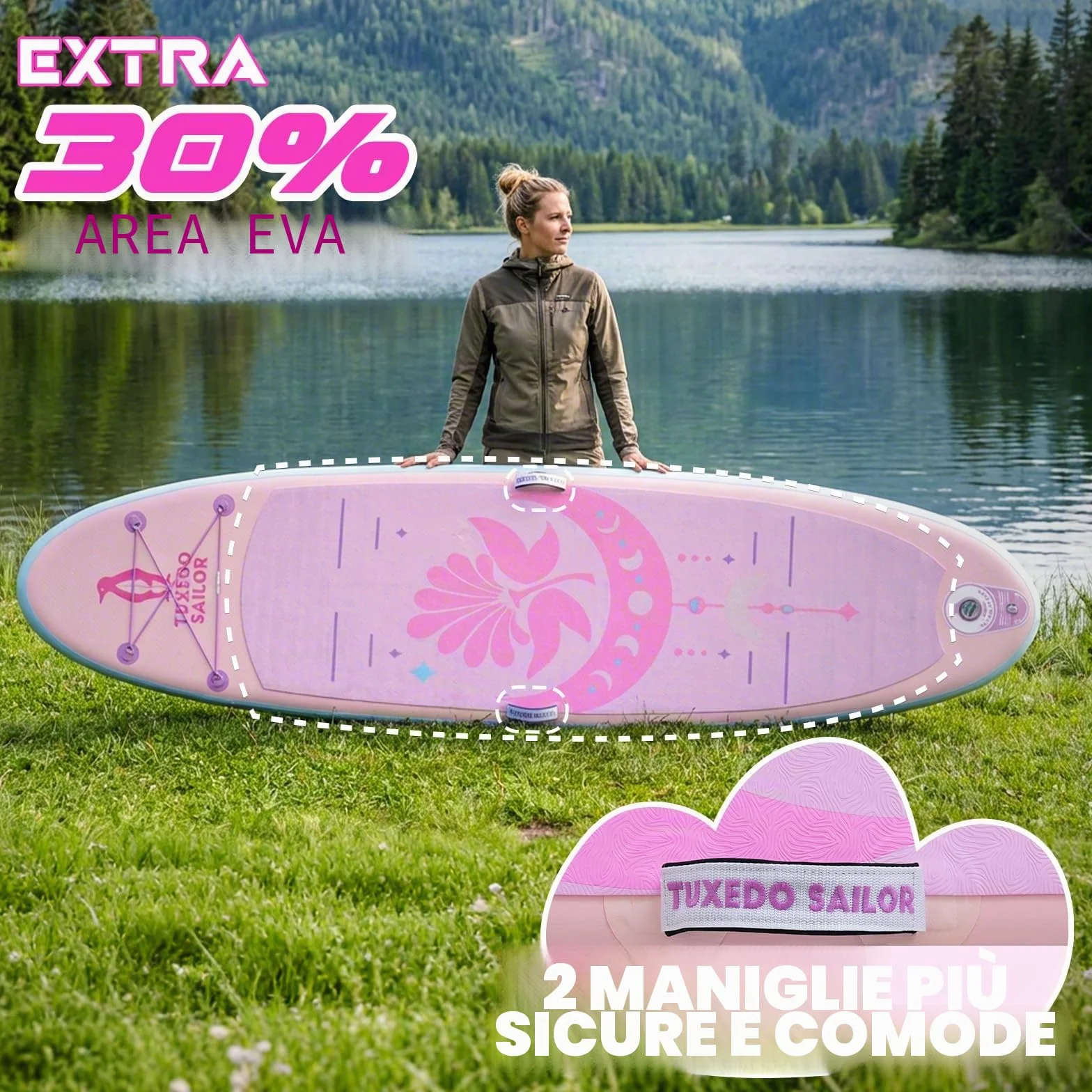 SUP Gonfiabile Adulti 320 cm Stand Up Paddle Board, Tavola Gonfiabile 2 Posti