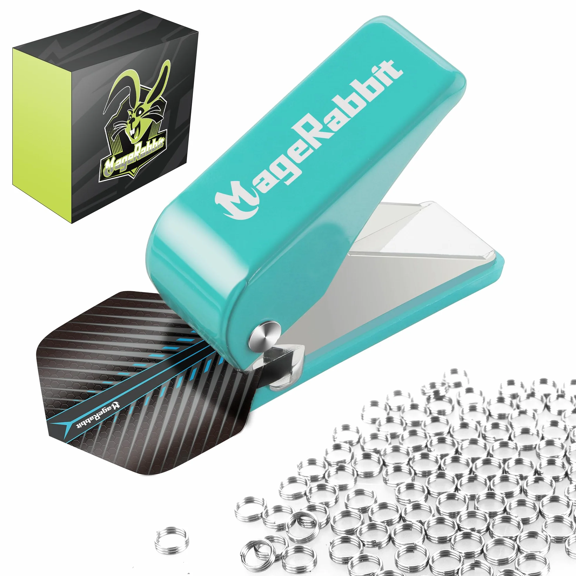 Dart Flight Hole Punch Tool with 100 Metal O Rings