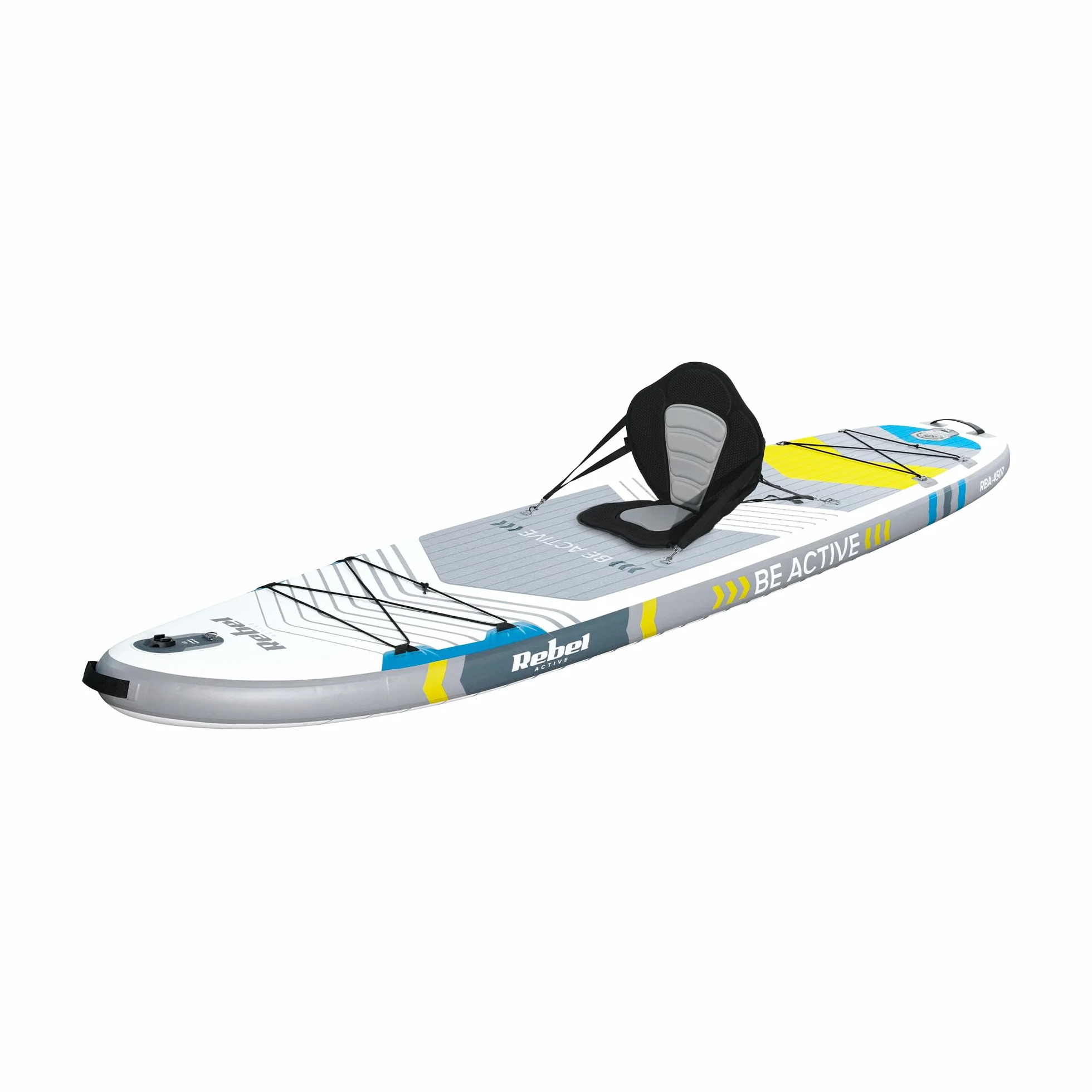 Rebel Electro Tavola da SUP gonfiata 335 cm con sedile, zaino e pompa a pagaia RBA-4507-WH