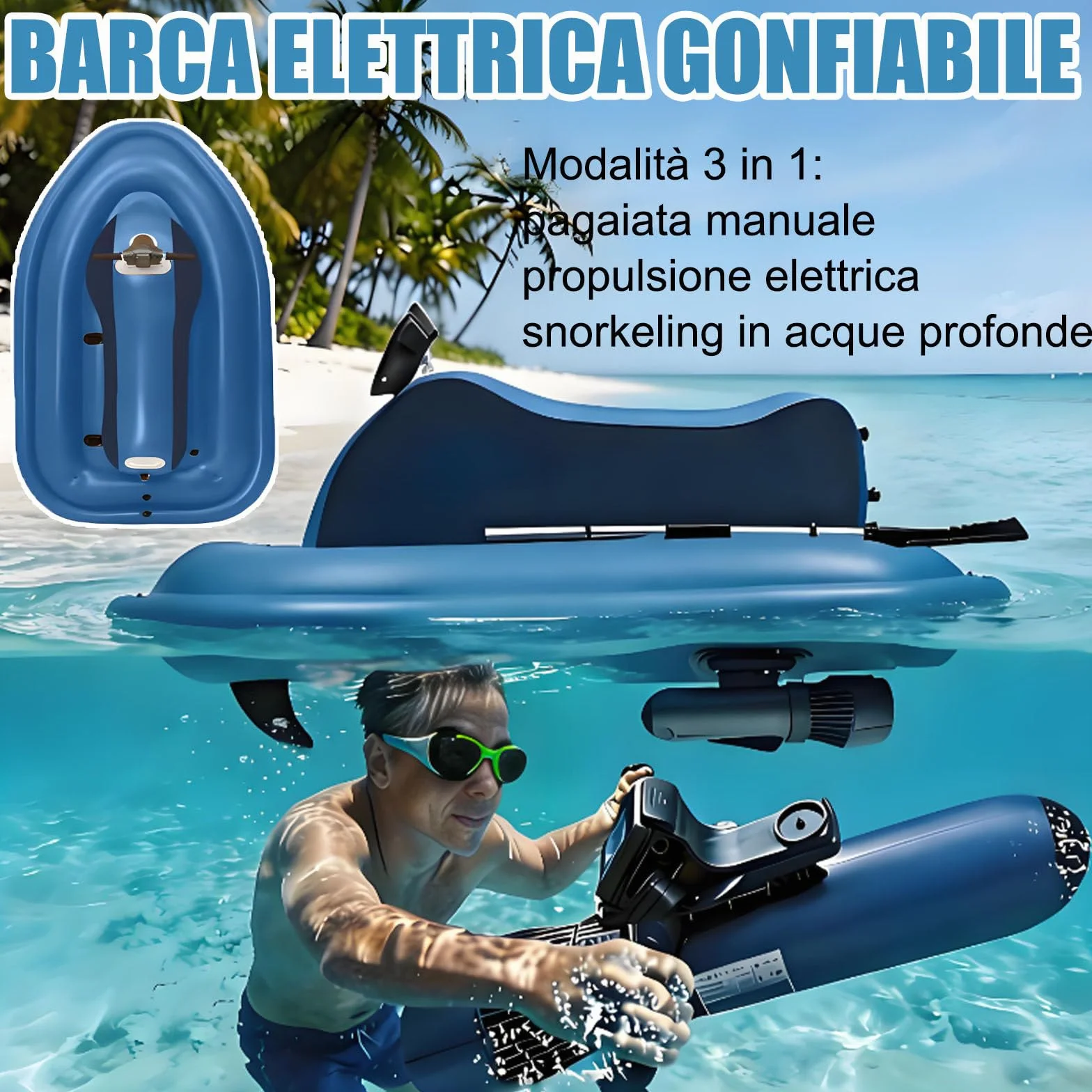 Moto d'Acqua Gonfiabile Elettrica 700W 10000mAh 16000mAh 3-9km/h 40-130min 9 velocità Mare Lago