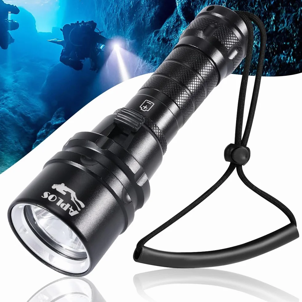 APLOS AP20 Torcia Subacquea LED Ricaricabile 2000 Lumen IPX8 Impermeabile 100m Interruttore Magnetico