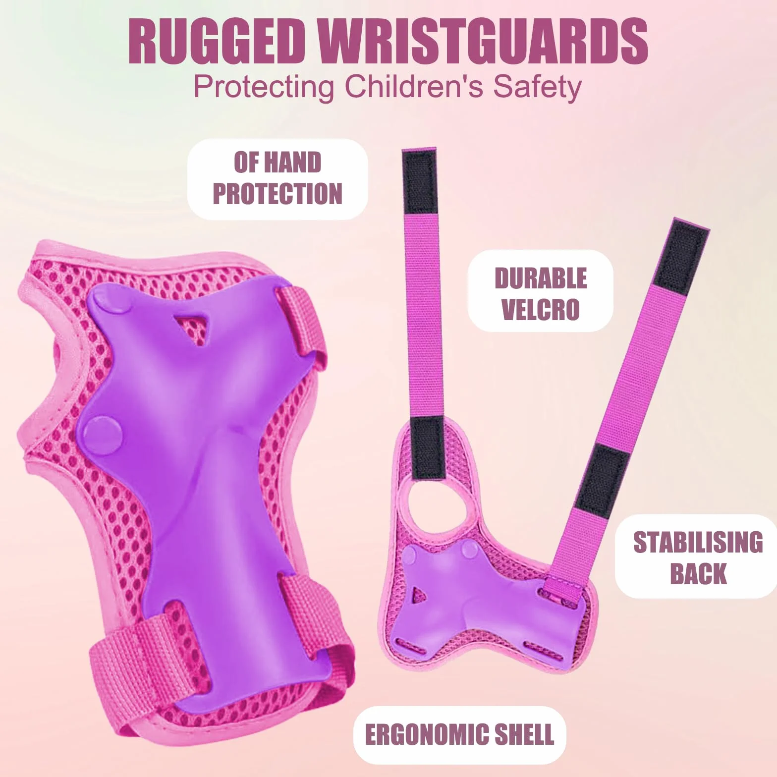 Ginocchiere per bambini 6 w 1 do skateboard, rolek, hoverboard, roweru (Różowy/Fioletowy)