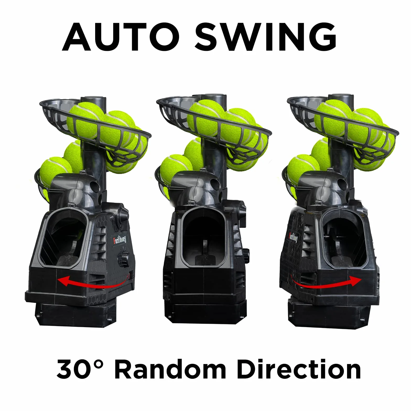 Furlihong Macchina da tennis 680BH, angolo di lancio regolabile, oscillazione automatica, batteria o AC 6V