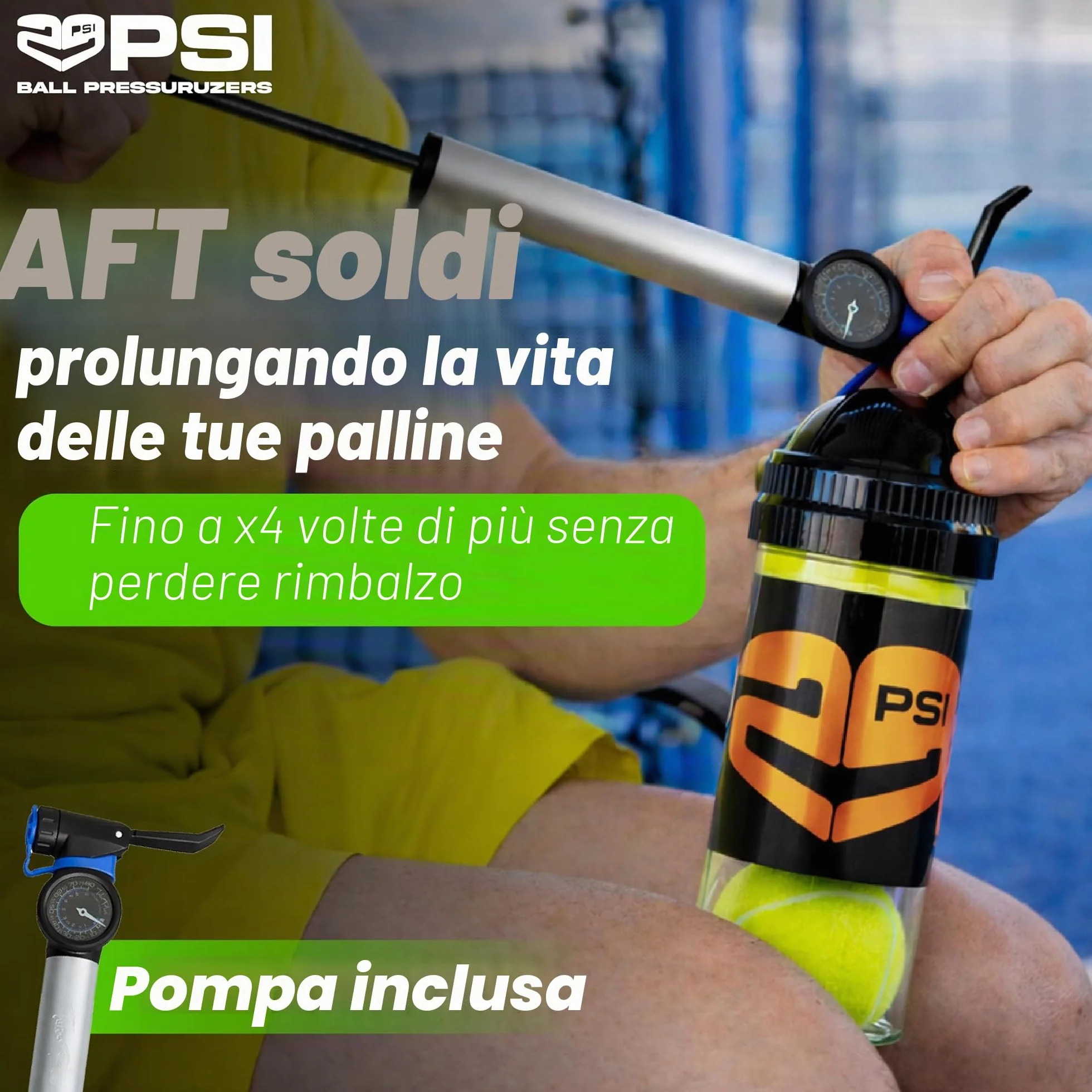 TUBOPLUS Pressurizzatore Palline Tennis Paddle 29PSI Mantiene Pressione Rimbalzo Barca Stagna