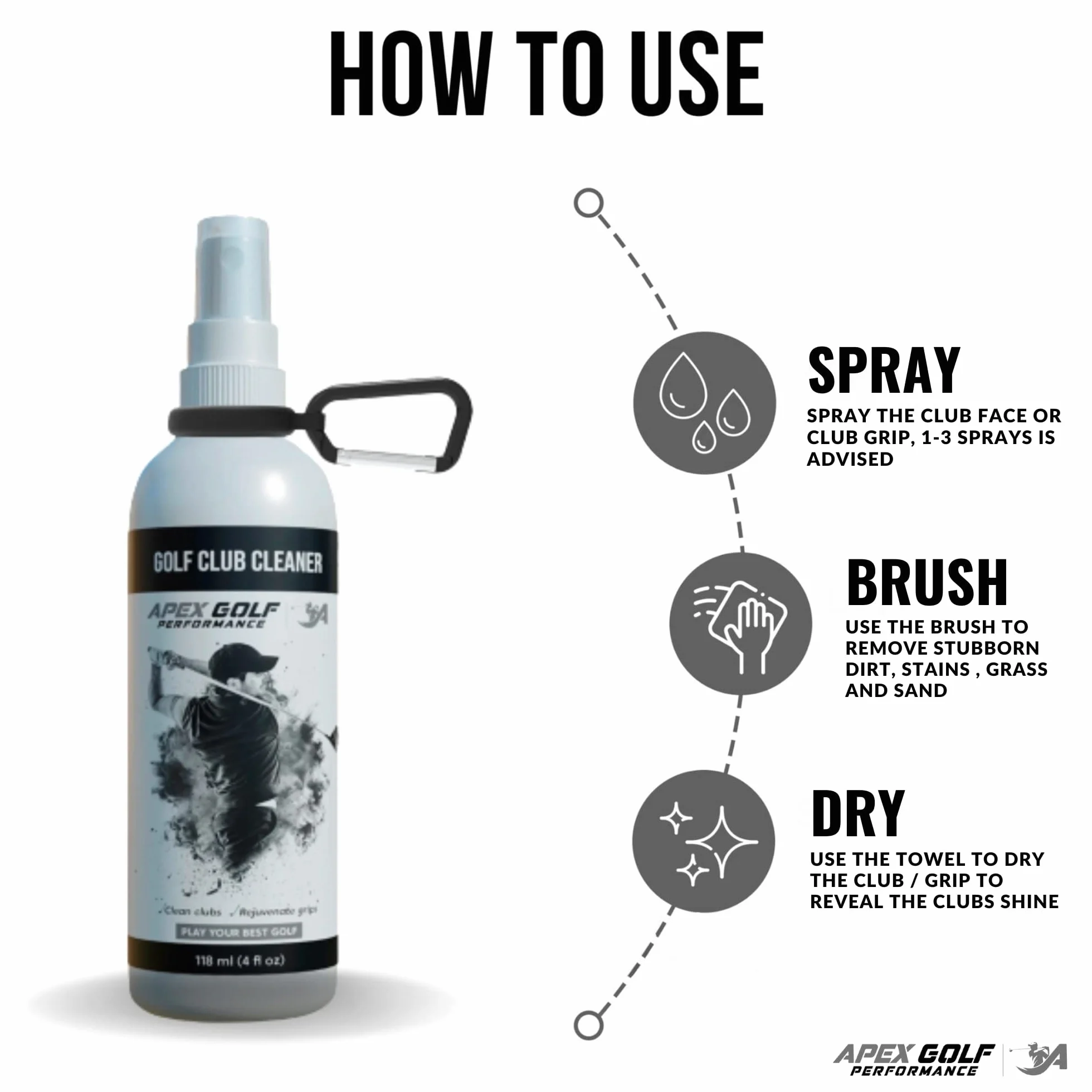 Pulitore per mazze da golf 236 ml con spazzola kit di pulizia