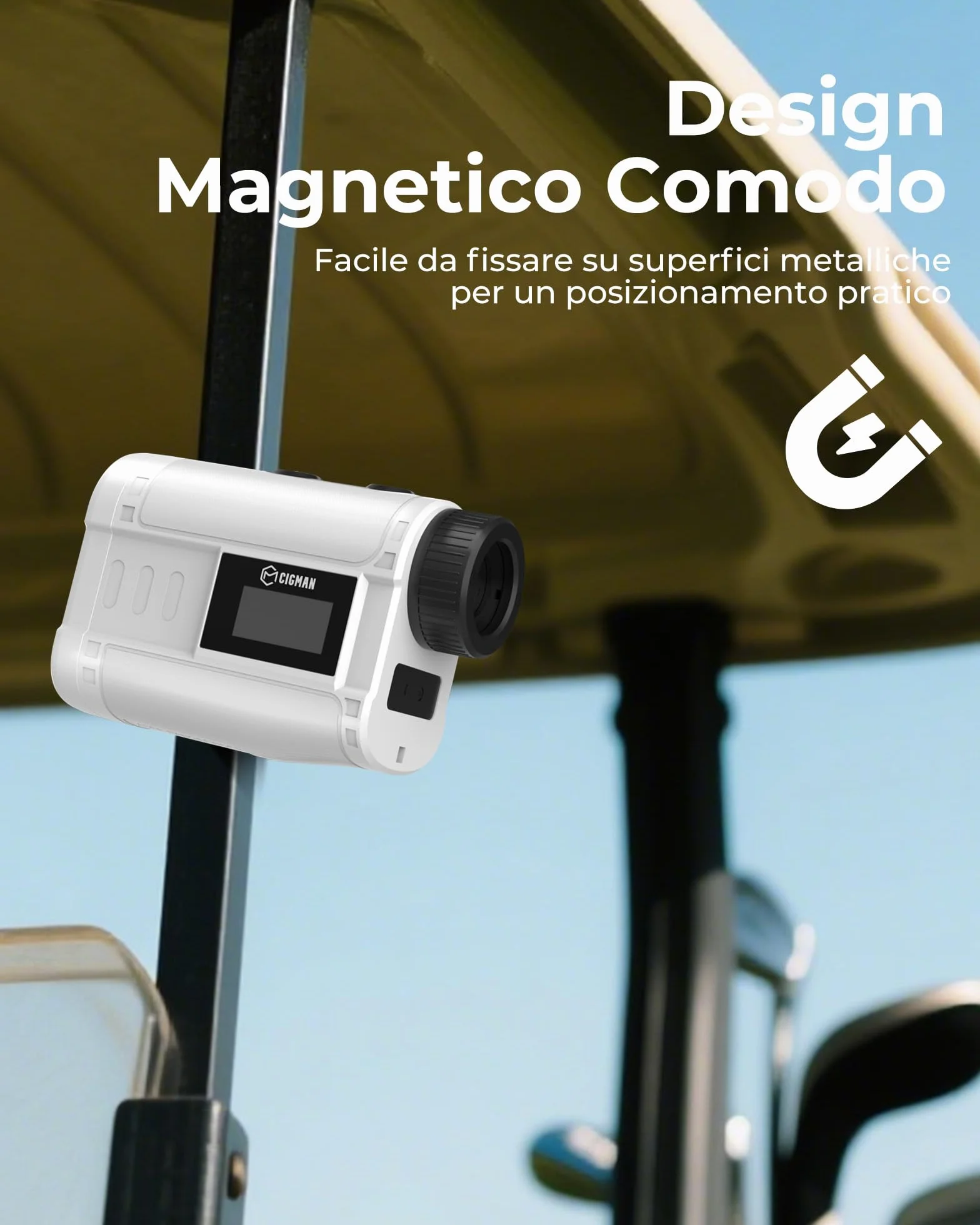 CIGMAN Telemetro Golf/Caccia Da 1200M con Display LCD Telemetri da Golf, con Pendenza,Ricaricabile via USB,Bloccaggio Degli Alberi Bandiera, Funzione magnetica inclusa, Accessori da golf