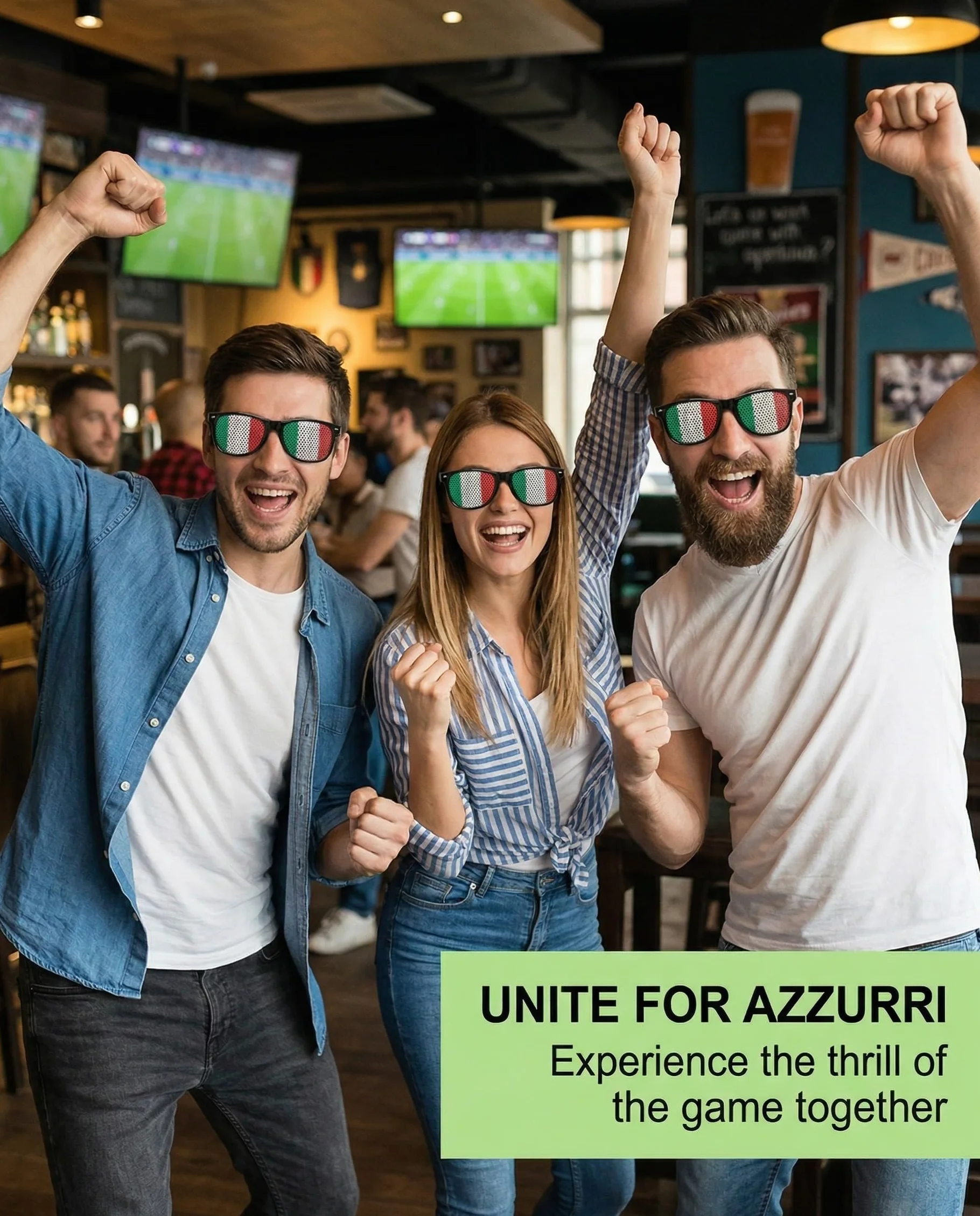 Occhiali Italia Tricolore 2 Paia Tifosi Azzurri Nazionale Calcio