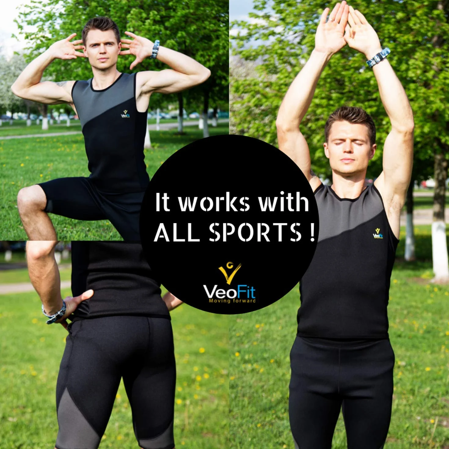 VEOFIT Pantaloncini dimagranti compressione uomo Tonifica pancia cosce S-XXXL