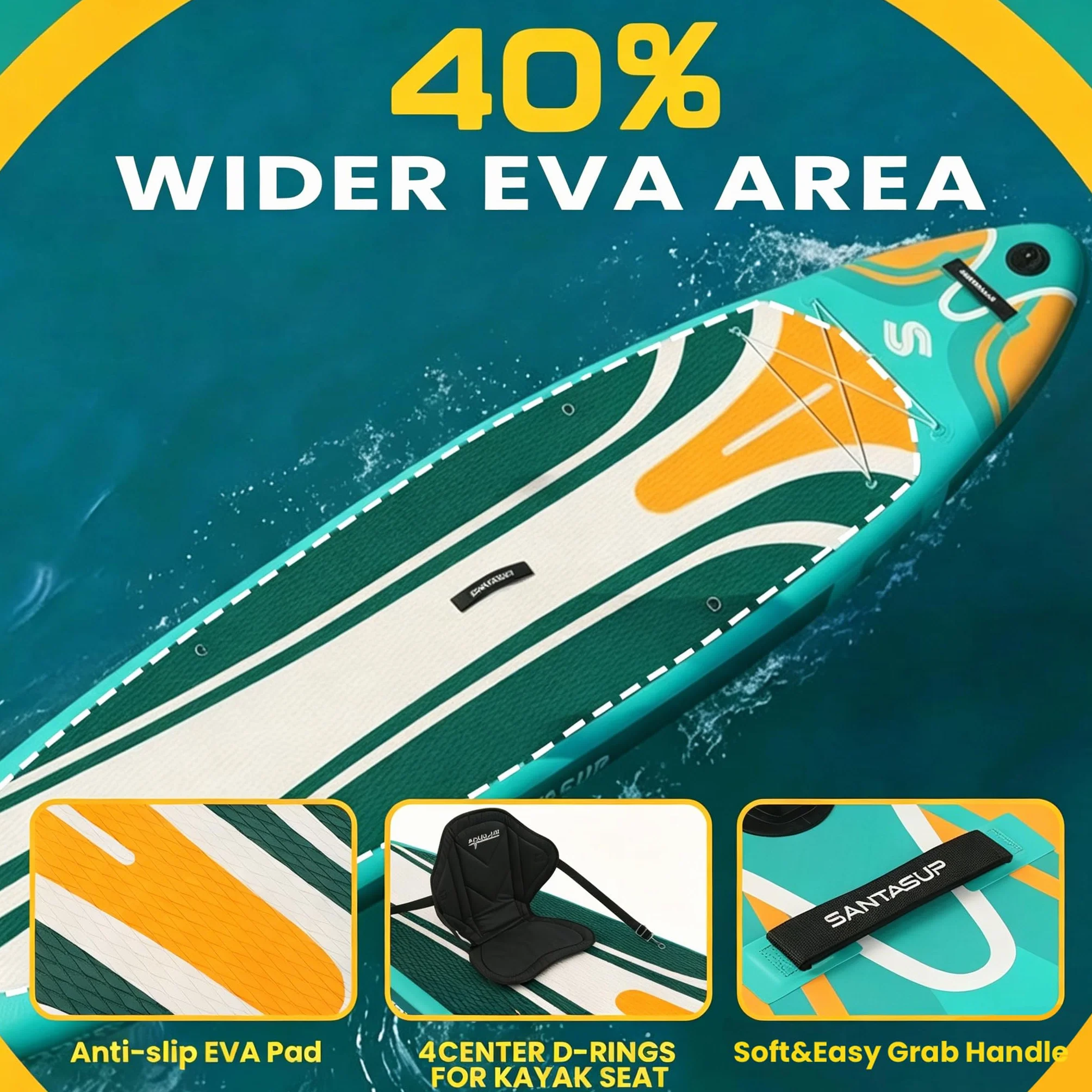 Tavola gonfiabile stand up paddle blu con accessori antiscivolo per adulti e ragazzi
