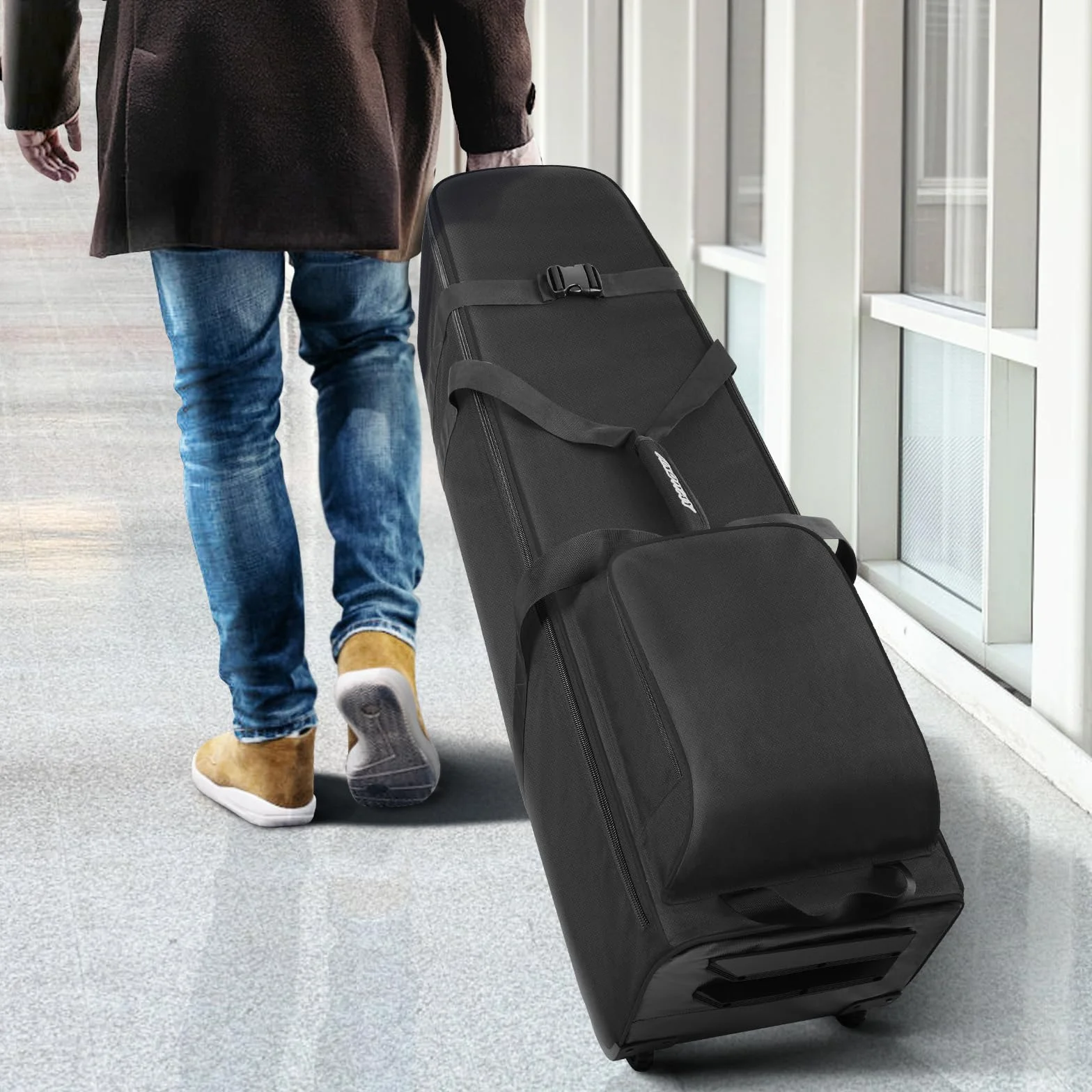 Findway Trova il sacchetto da viaggio per golf con ruote di, resistente e impermeabile in tessuto Oxford 900D, morbido, imbottito, copertura per viaggi in aereo