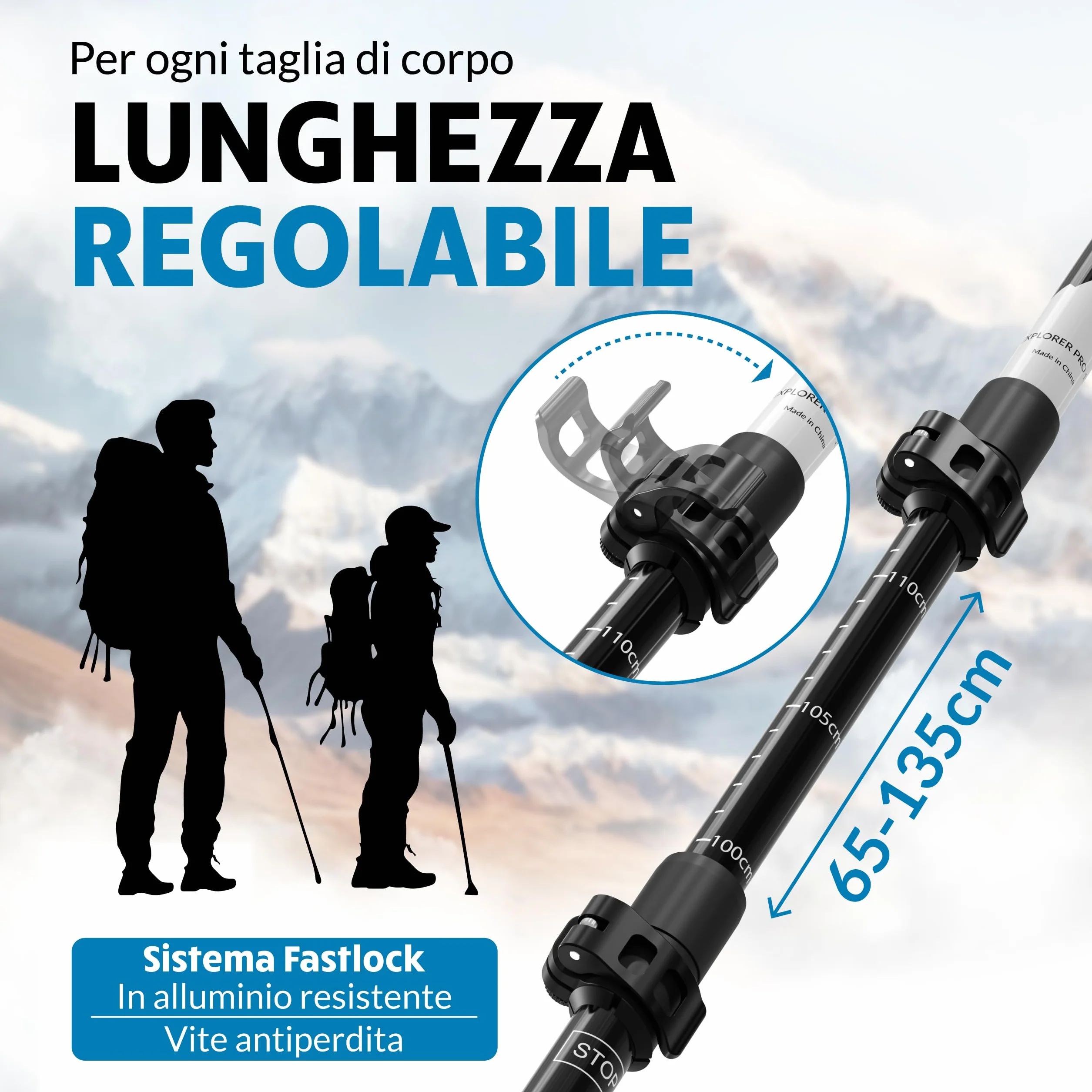 Terra Peak Bastoncini da trekking telescopici in alluminio carbonio nordic walking trail running escursionismo