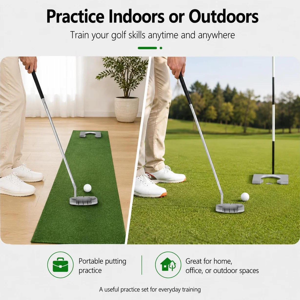 Mazza da Golf in Lega di Alluminio Staccabile, Putter Destri, Set da Ufficio con Palline e Sacca