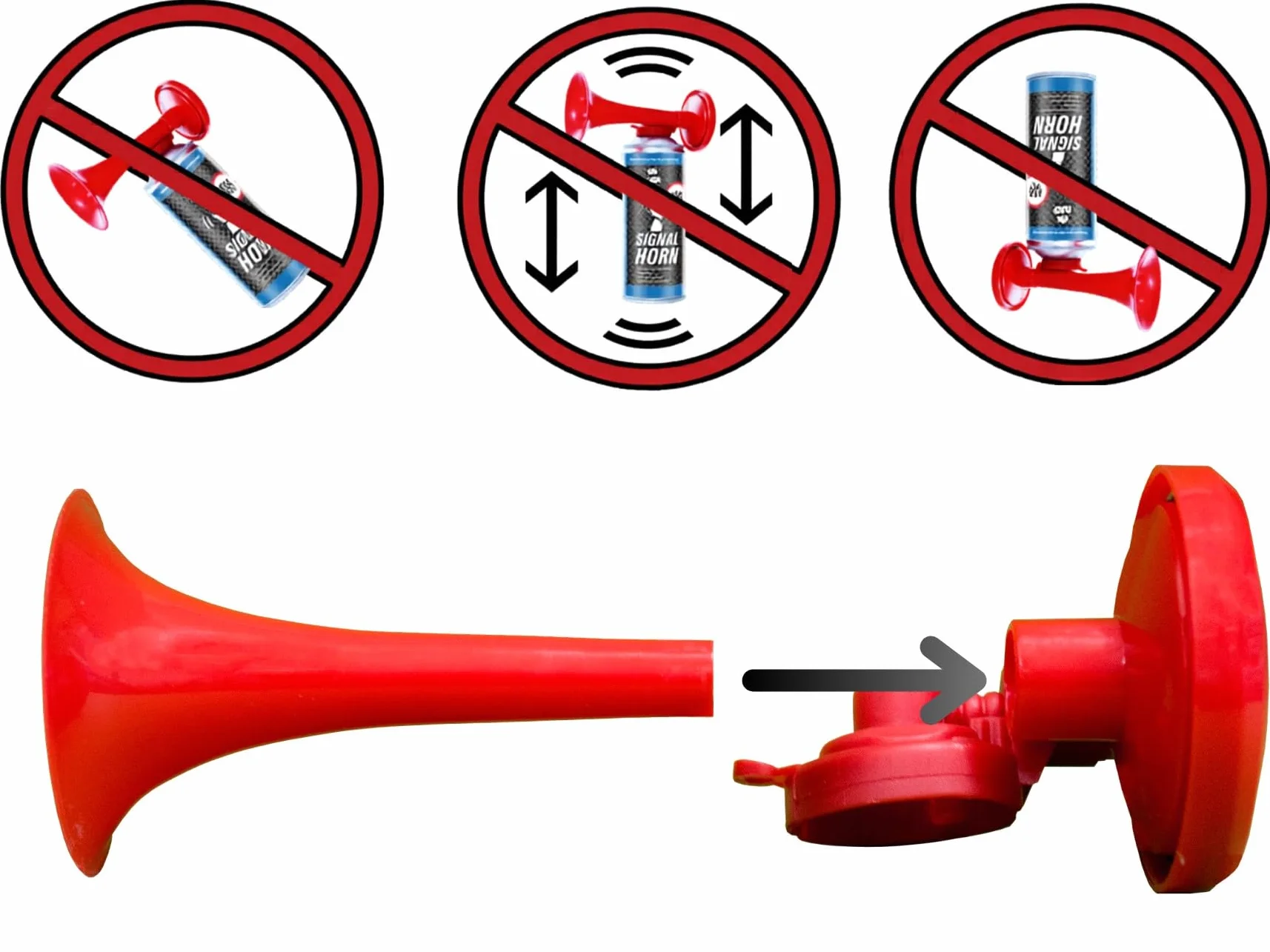 AABCOOLING Tromba di Segnalazione Set di 3 Pezzi - Trombetta da Stadio ad Aria Compressa, Fino a 120 Segnali Brevi, Segnalatore Acustico Molto Rumoroso per Feste