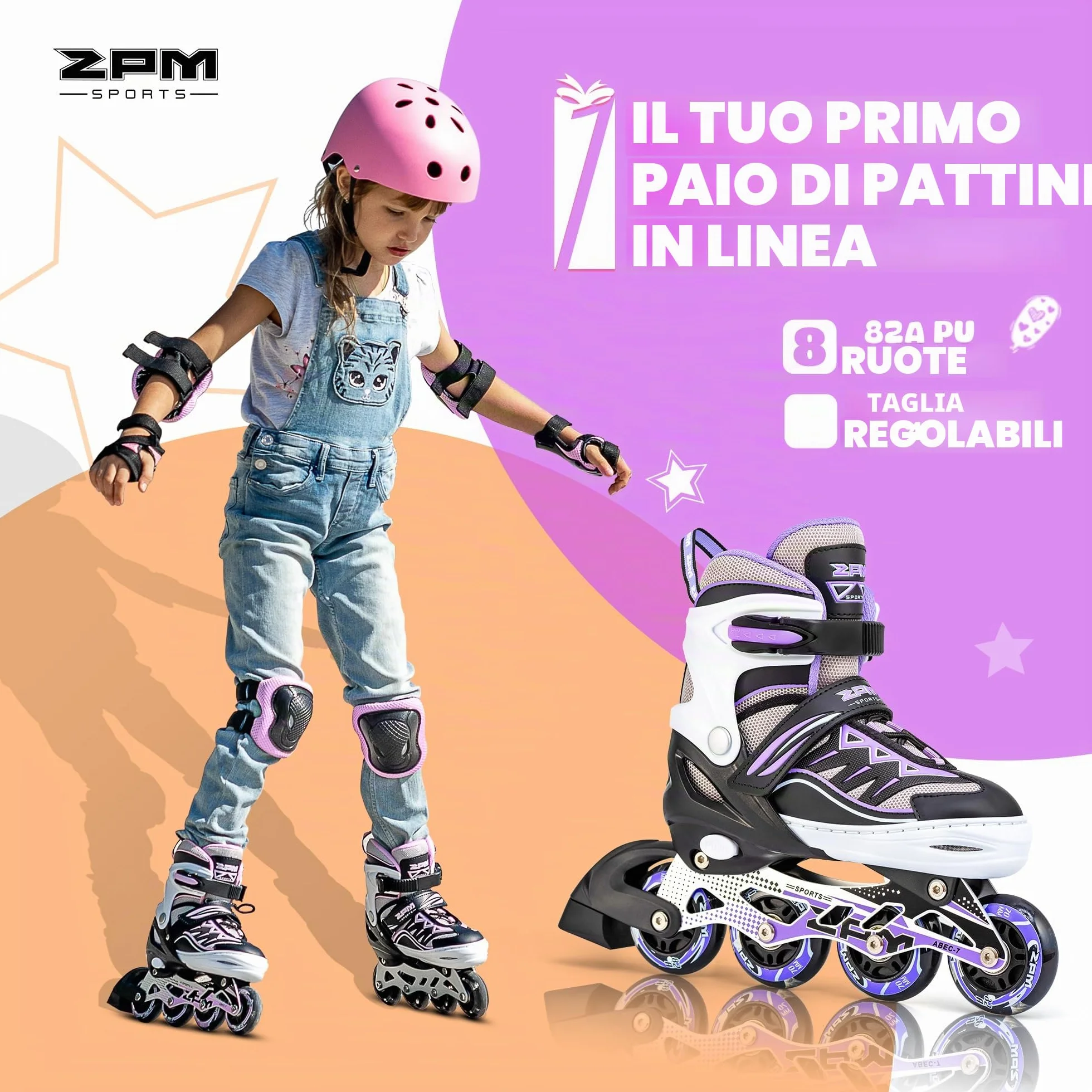 Pattini in linea Cytia 2PM SPORTS Ragazza Regolabili Ruote PU 82A Bambini