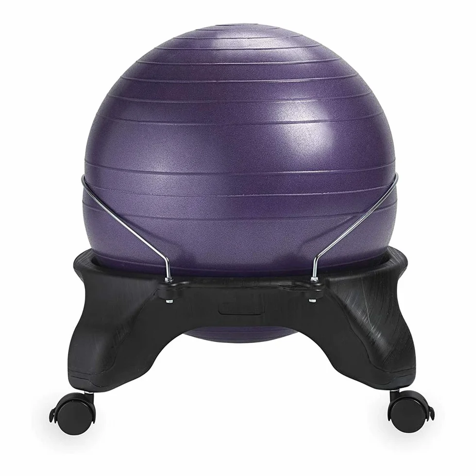 Gaiam Classica Sedia a Sfera Senza Schienale – Esercizio Stabilità Yoga Ball Premium Sedia ergonomica per casa e Ufficio scrivania con Pompa ad Aria, Guida agli Esercizi e Garanzia di Soddisfazione