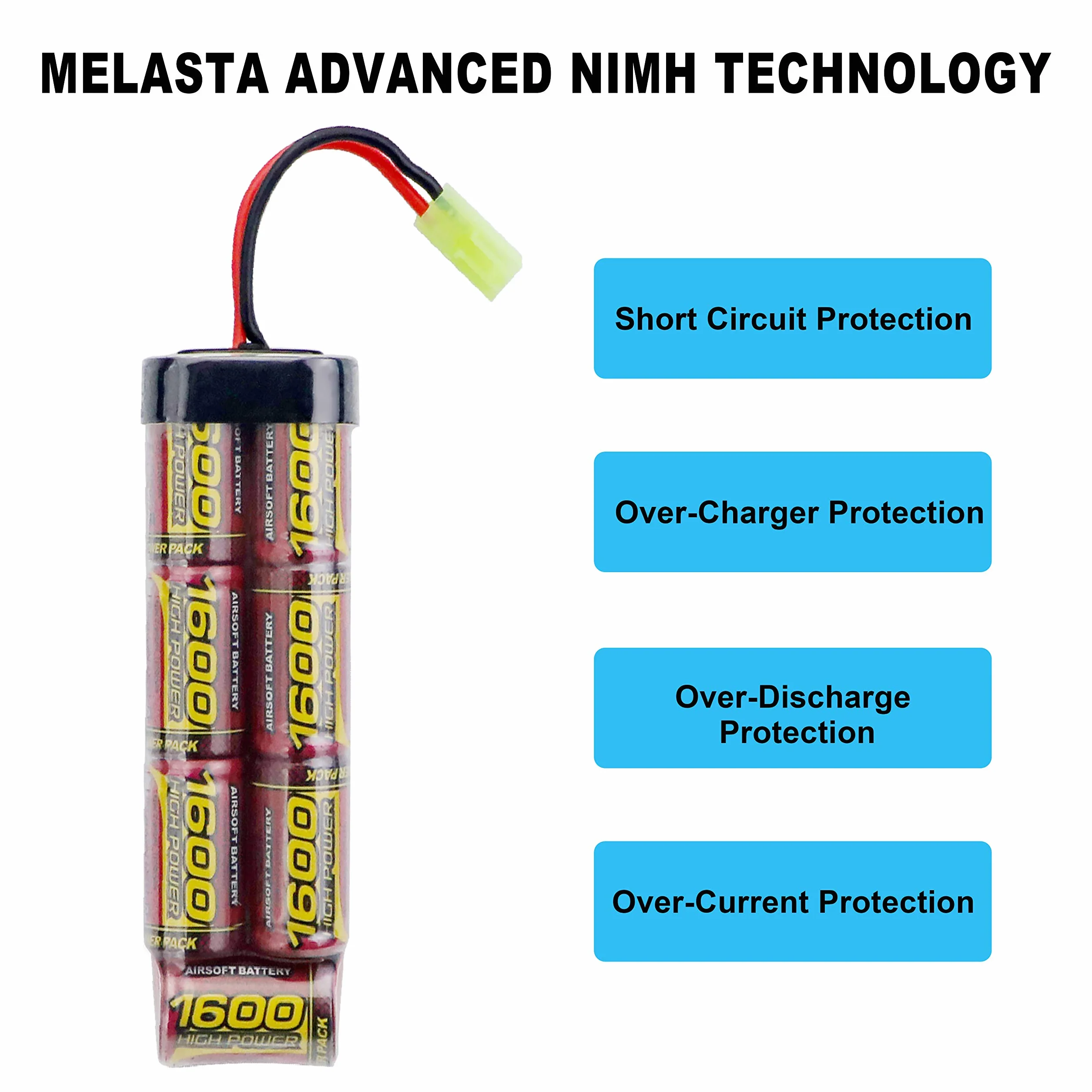 Batteria NiMH 8.4V 1600mAh per Airsoft MP5, M249, G36, M14 - 2 pezzi
