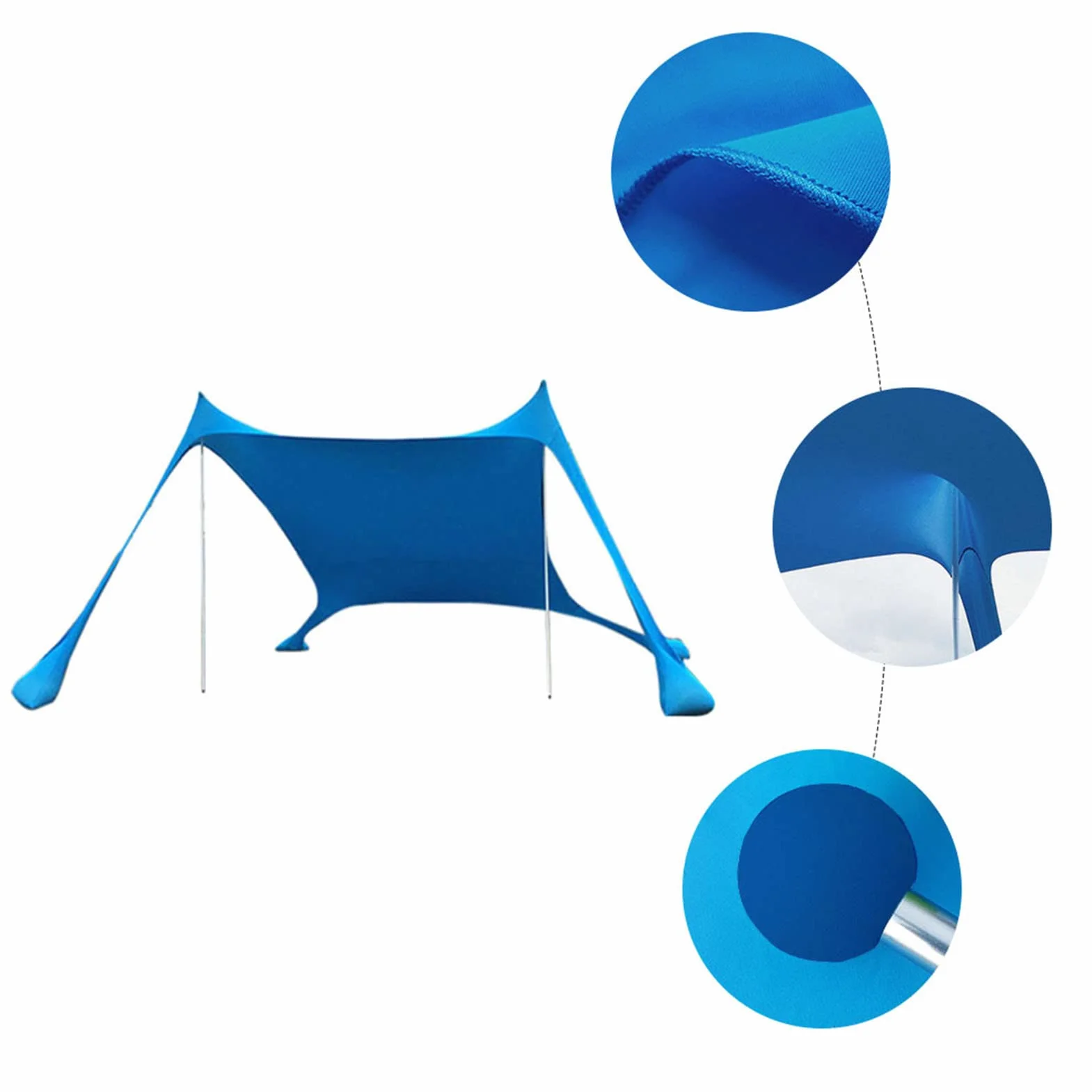 Tenda Parasole Portatile per Mare, Spiaggia, Protezione UPF50+, con Ancore di Sabbia, Pali in Alluminio e Borsa da Trasporto, Ombra all’Aperto in Campeggio, Pesca, Picnic