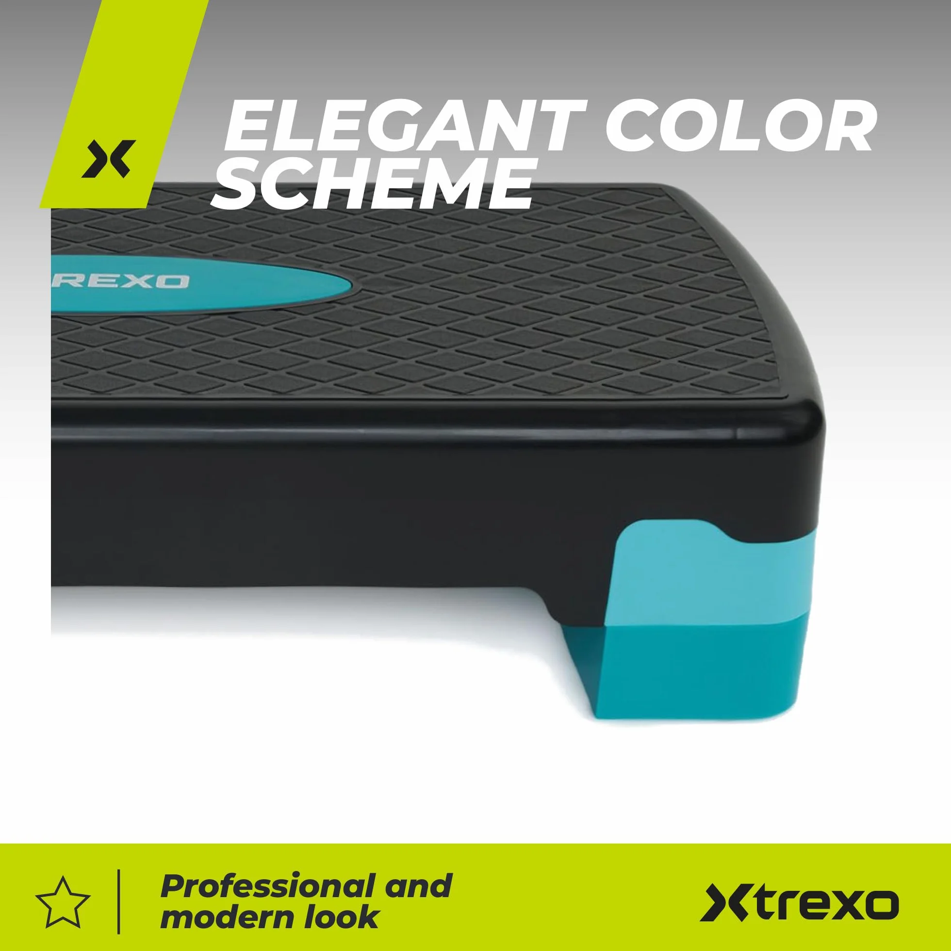 TREXO Aerobic Step 68 x 28 cm Regolabile 15-20 cm per Cardio Fitness Polipropilene TPR Rosa Blu Grigio