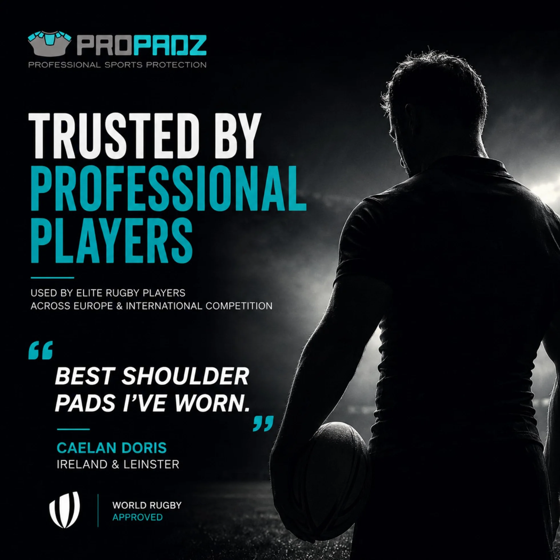 Propadz Gilet da rugby con protezioni spalle adulti – Approvato World Rugby, imbottiture gel modulari, protezione leggera traspirante