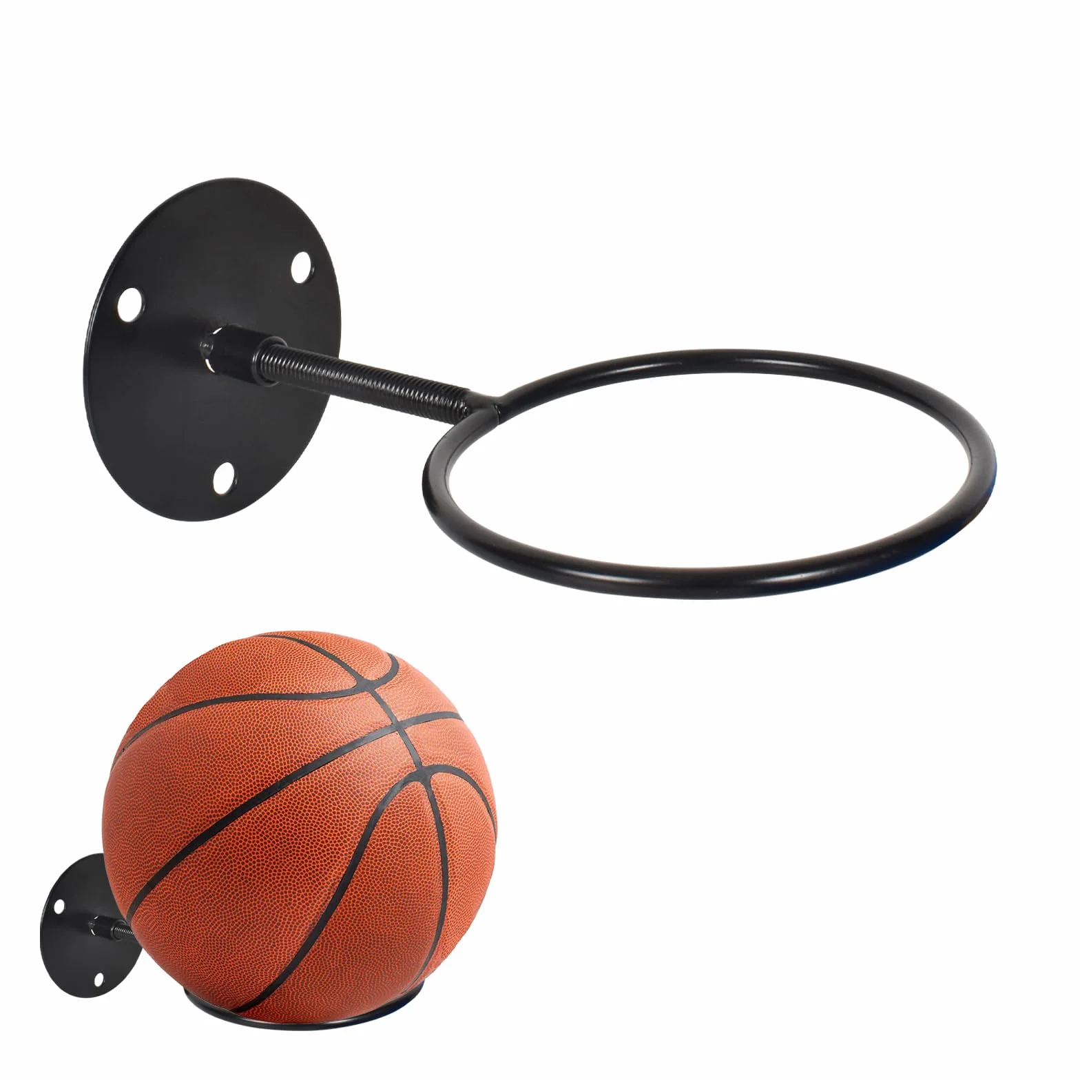 Supporto da Parete per Pallacanestro, Pallone da Calcio, Pallavolo, Rugby in Metallo Nero