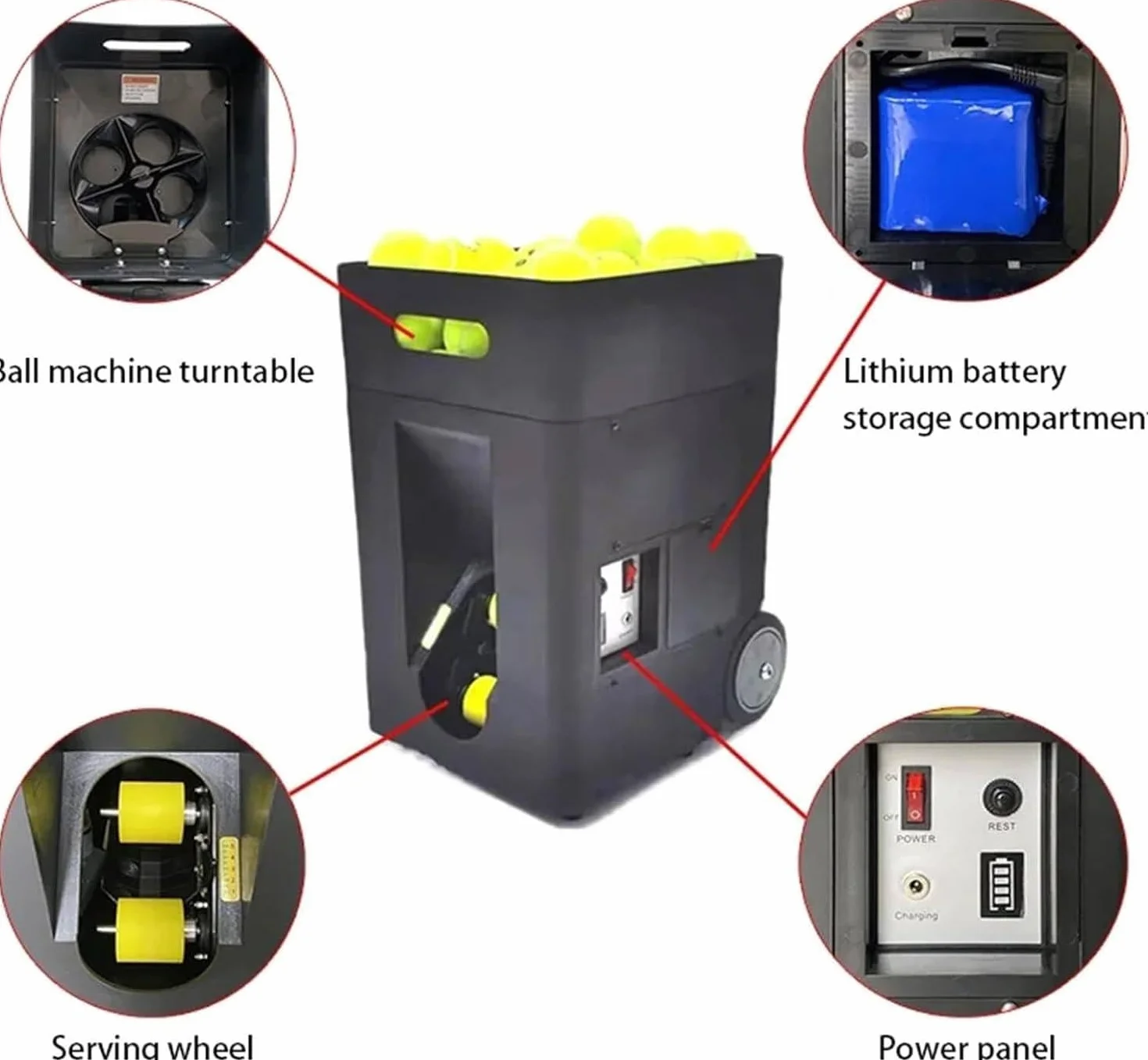 Lanciapalle Tennis Automatica Macchina 50 Palline Portatile Telecomando App