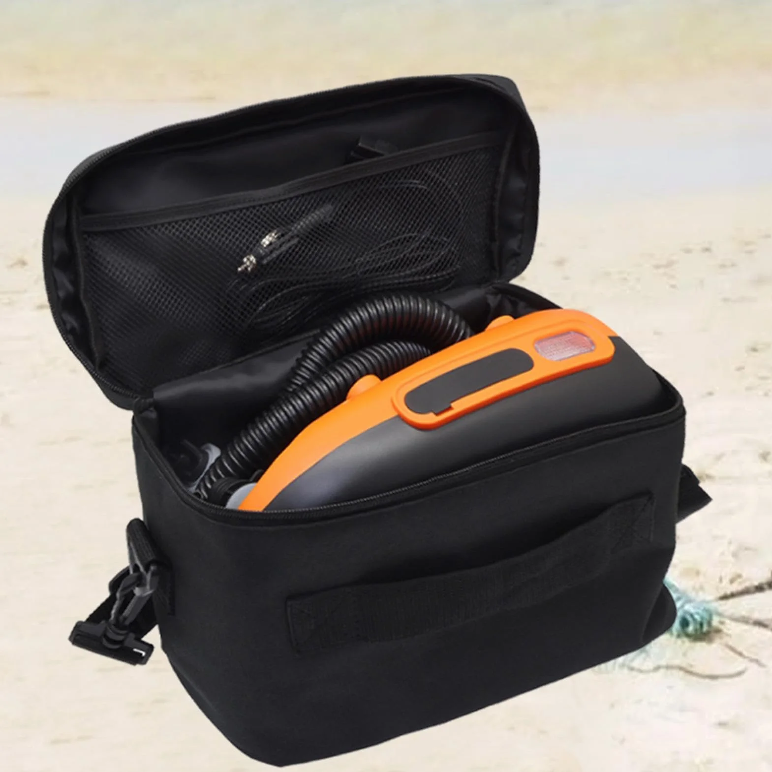 Torba na pompę elektryczną z paskiem, przenośna torba podróżna do pompki do paddle board, regulowana, duża pojemność