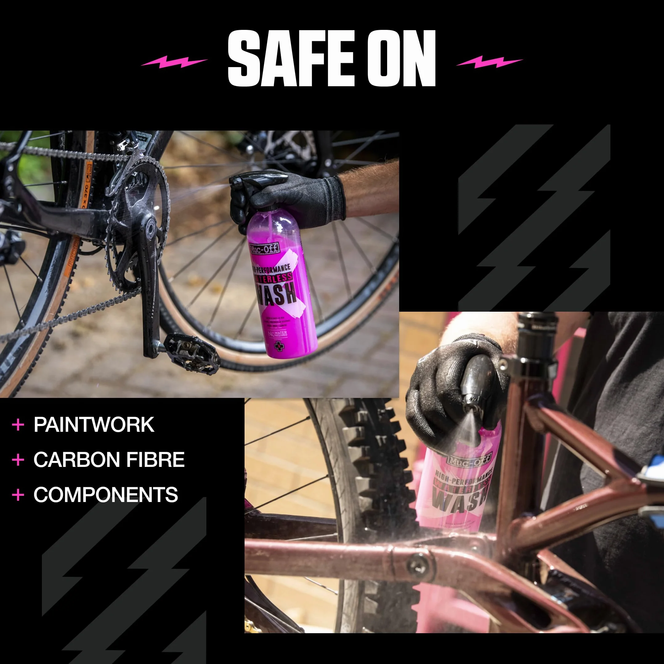 Muc-Off Waterless Wash 750 ml Detergente Bici Senza Risciacquo Spray a Secco Alte Prestazioni
