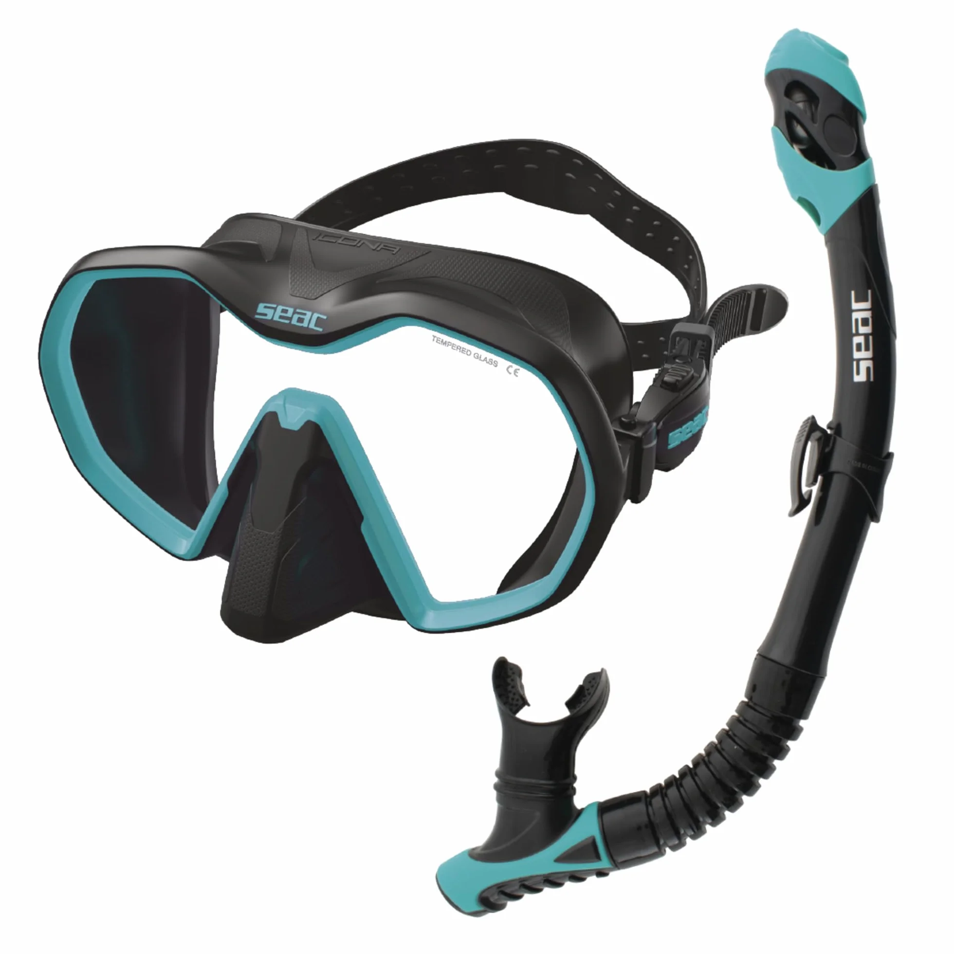 SEAC Set bis Icona Dry, Set Maschera Frameless e Snorkel Dry di Alta qualità per Immersioni Subacquee