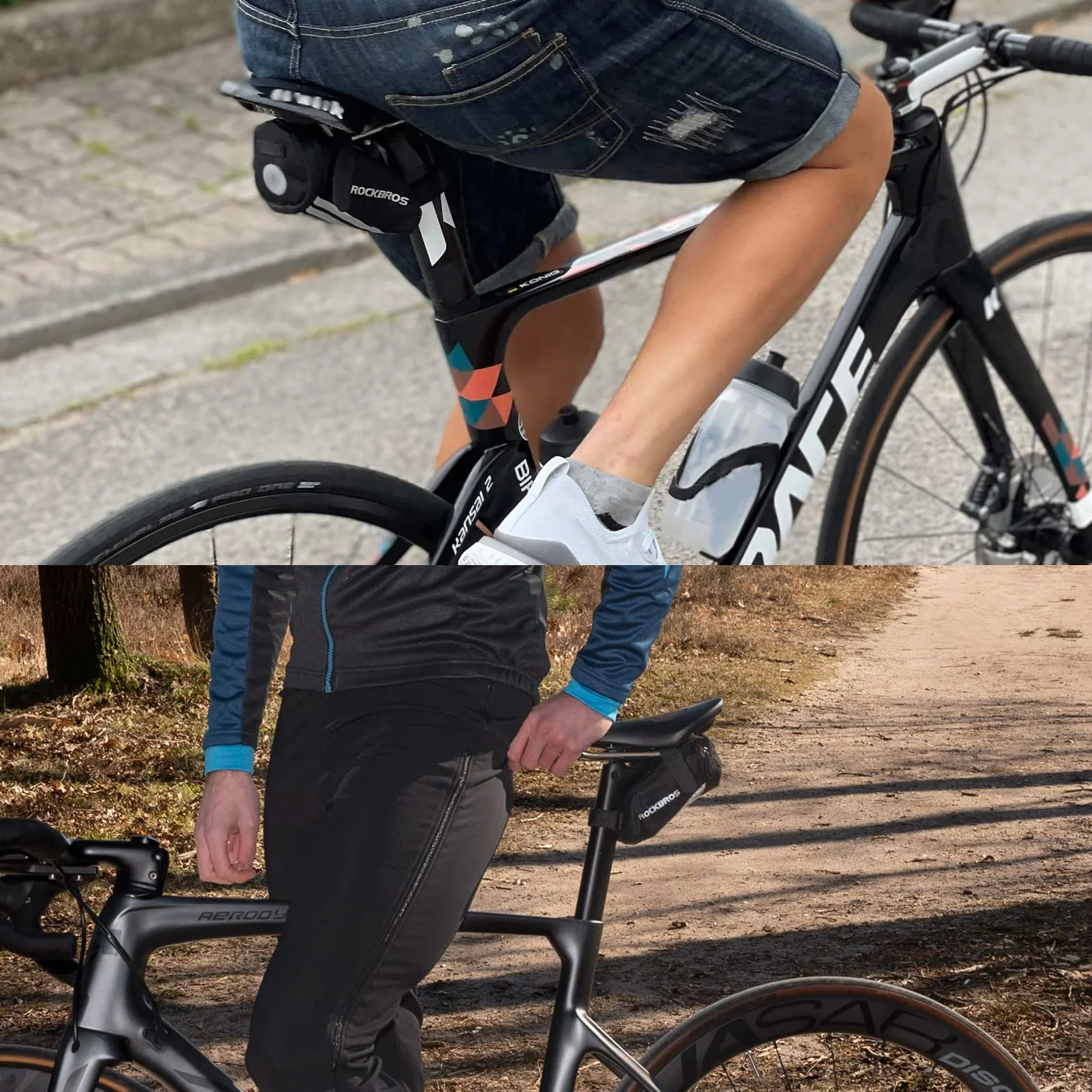 ROCKBROS Borsa da Sella Bicicletta Piccola con Striscie Riflettenti Ultra-Leggera