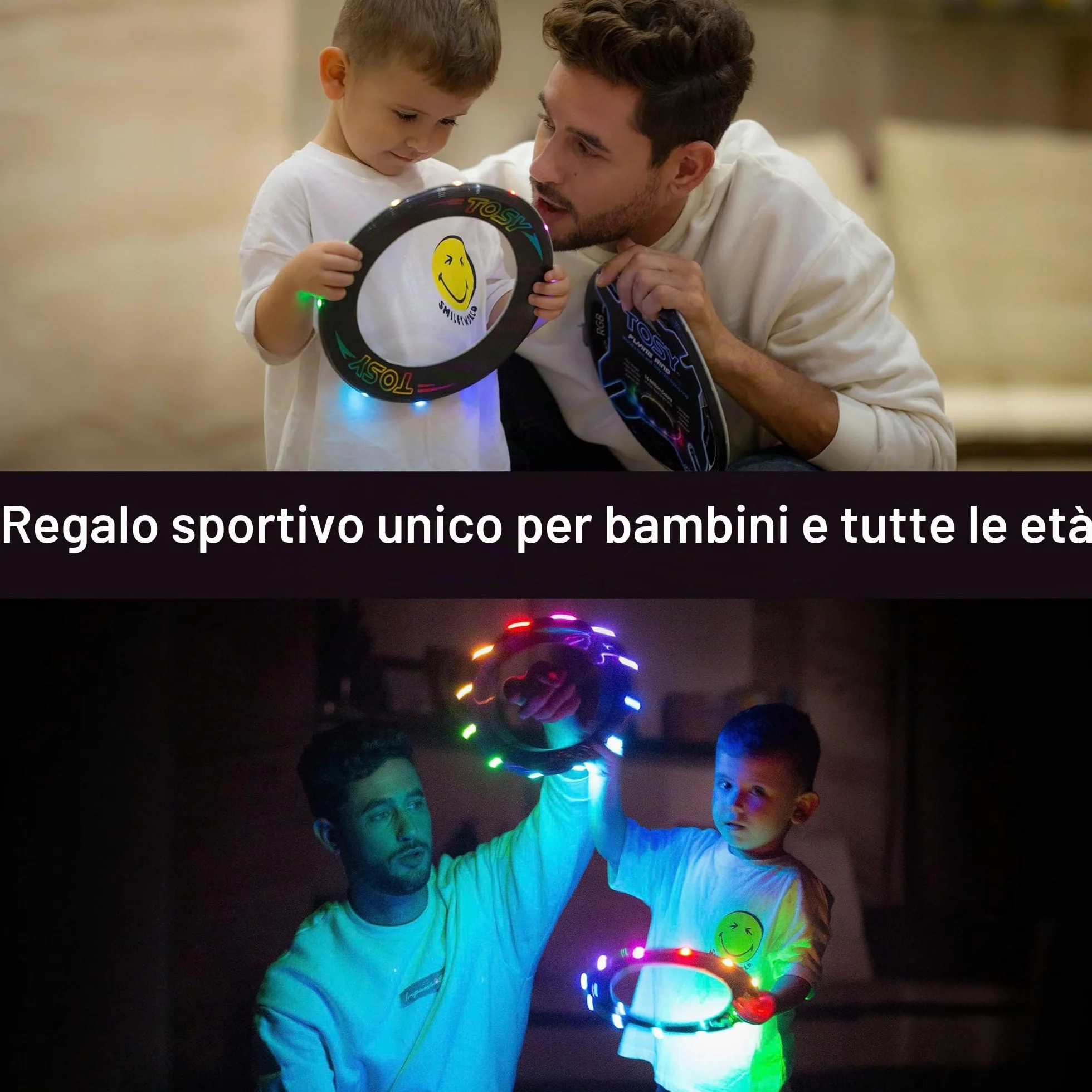 TOSY Latający Pierścień RGB 16 kolorów LED, Wodoodporny, Lekki Frisbee, Prezent na Boże Narodzenie