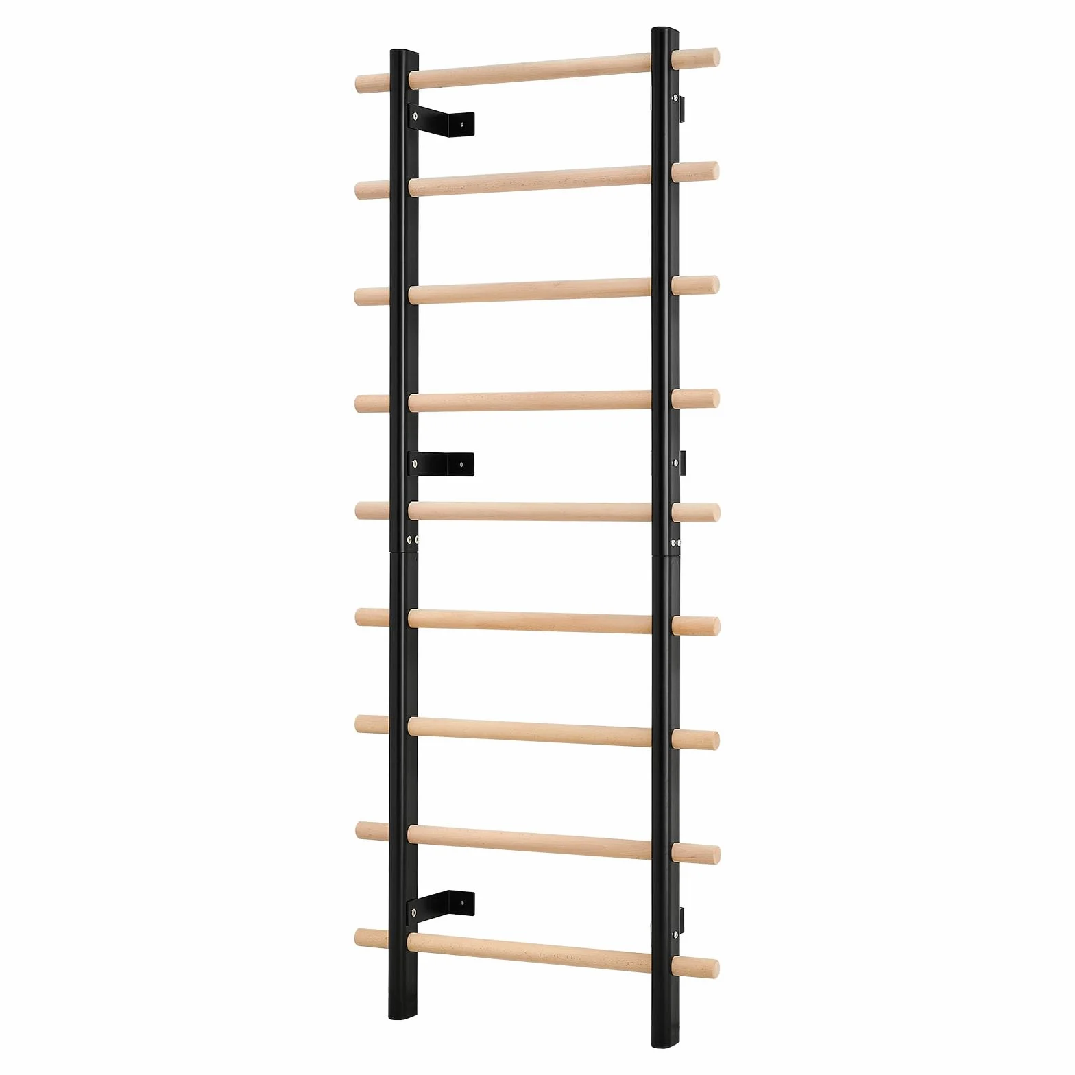 VEVOR Scala Svedese da Parete 150 kg 9 Livelli Barre Ginnastica Legno Massello Acciaio Carbonio 80x80 mm
