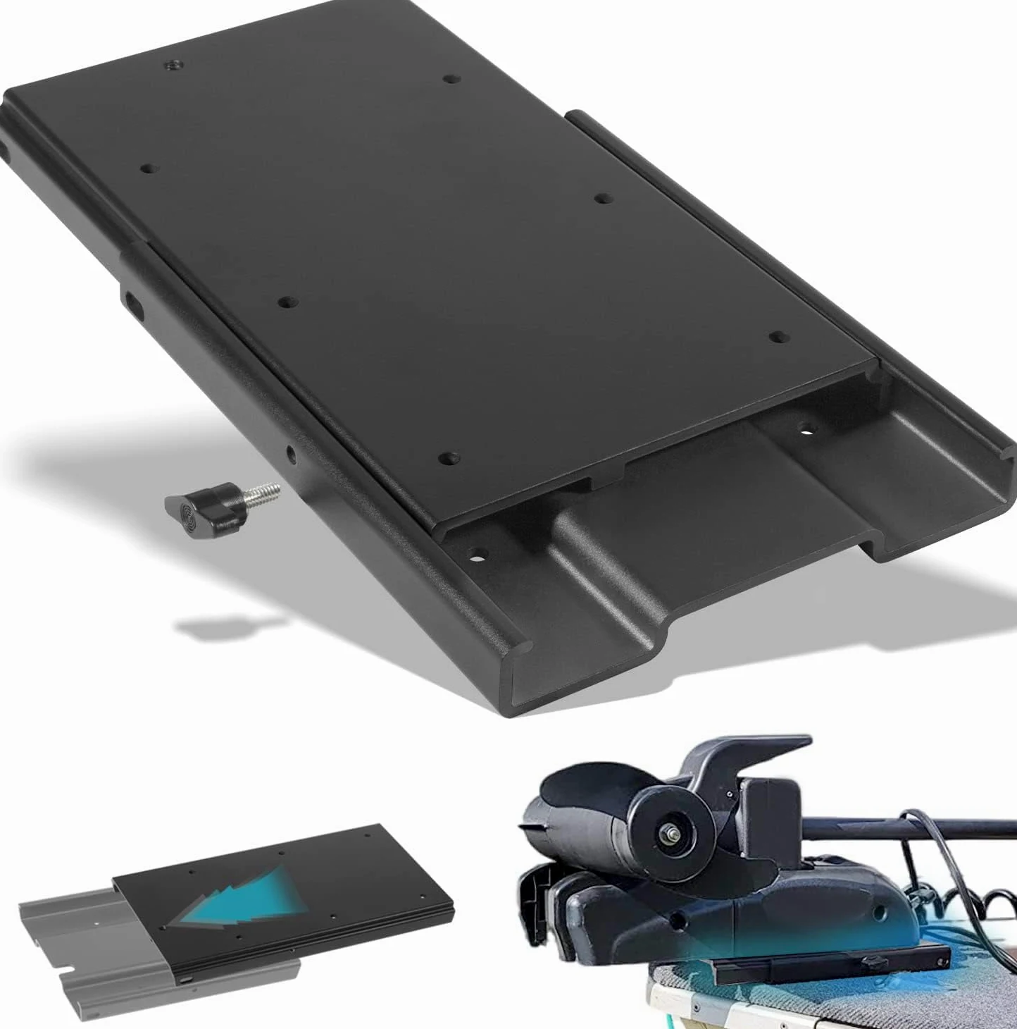 Supporto a sgancio rapido per motore fuoribordo – Compatibile con Minn Kota 1854035 / MKA-16-03 – Per Ulterra, Terrova, PowerDrive, Deckhand 40 – Alluminio nero resistente alla corrosione marina