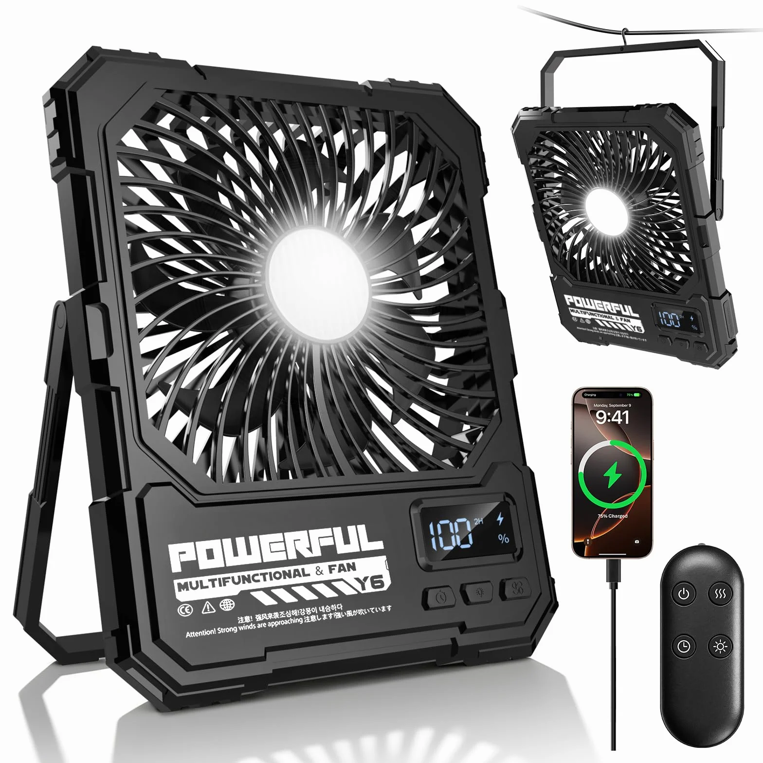 Ventilatore da Campeggio Portatile Alimentato a Batteria da 20000 mAh, Ventilatore da Viaggio Ricaricabile da 8 Pollici, Fino a 82 Ore di Durata Della Batteria, Adatto Per Camera da Letto, Esterno