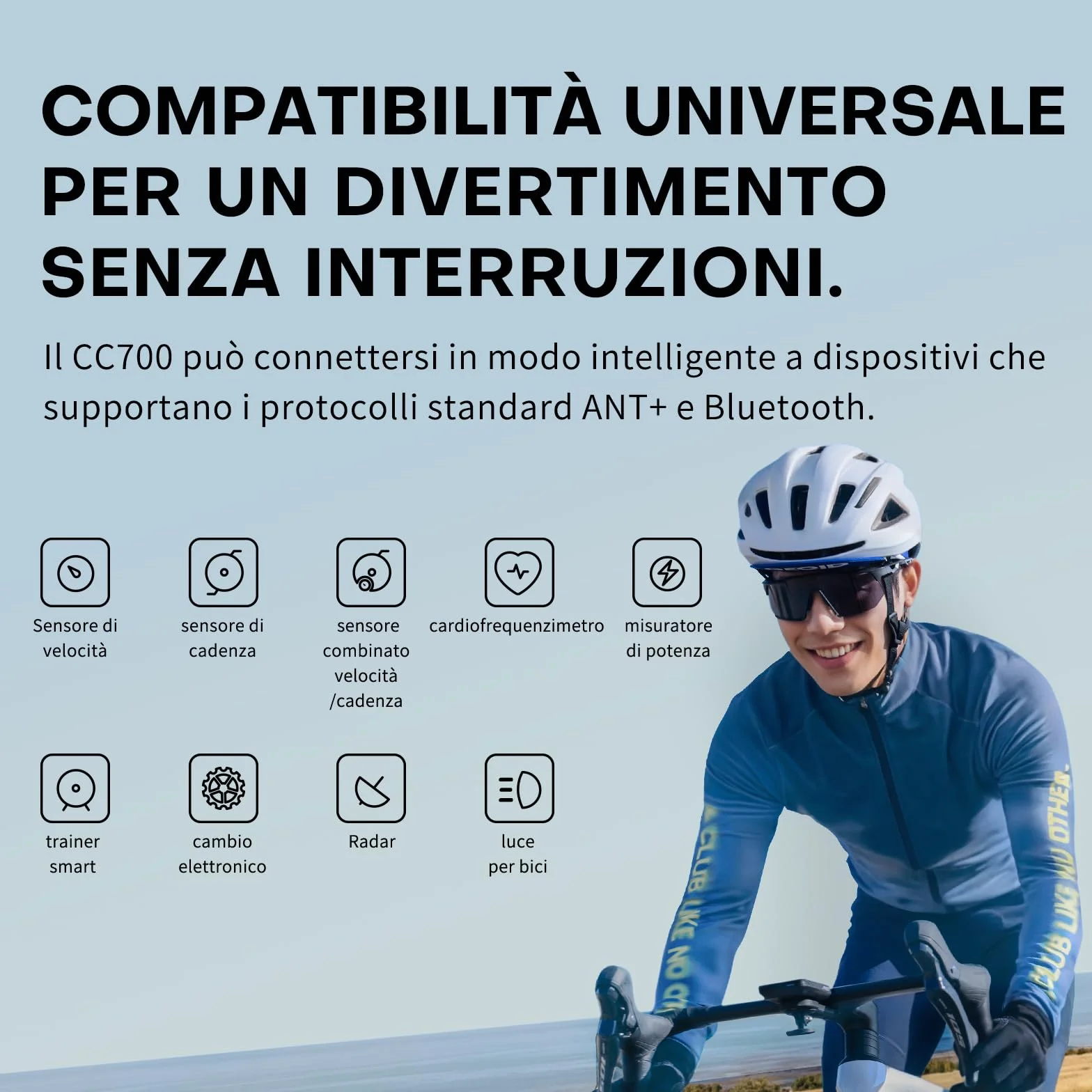 GEOID CC700 GPS Ciclocomputer Bici Senza Fili 2,8 Pollici Schermo a Colori Navigazione Tracciato ANT+ Bluetooth IPX7 Impermeabile Autonomia 15-25 Ore