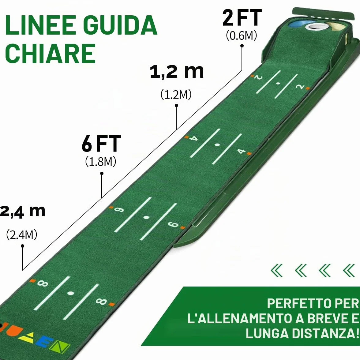 Tappetino da Golf per Interni con Ritorno della Palla e 3 Fori, Attrezzatura da Allenamento
