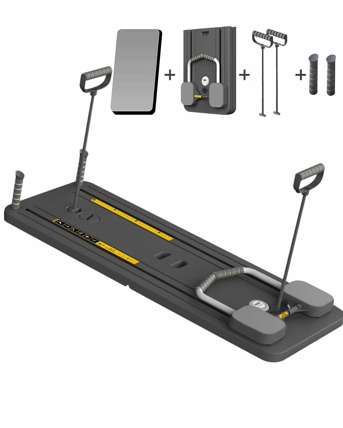 Tavola Pilates Reformer multifunzione pieghevole con Ab Roller con supporto per i gomiti, supporto per macchina per esercizi addominali, rimbalzo automatico e corda di tensione
