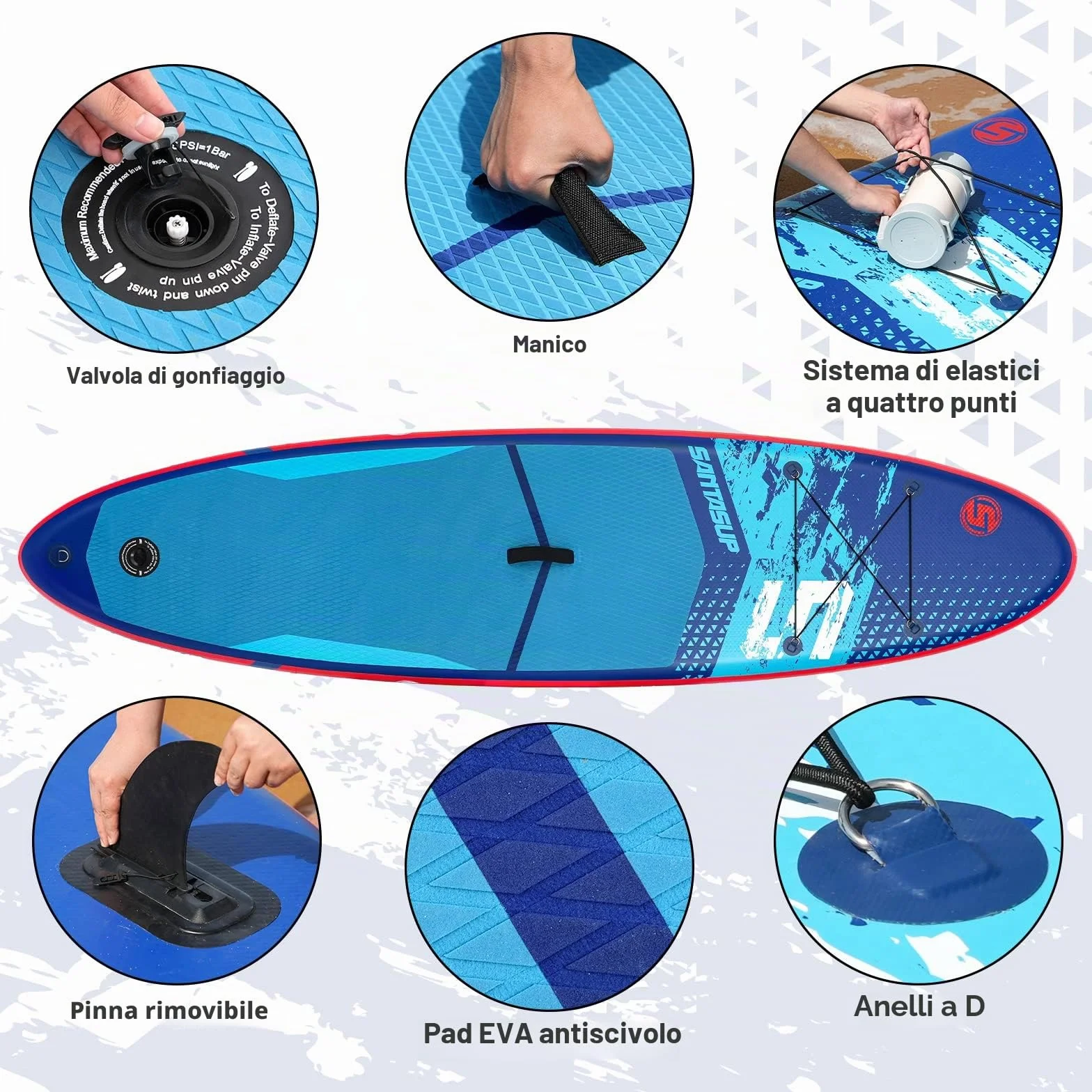 Paddle gonfiabile adulti 320 cm 15 cm spessore 150 kg Ocean10'6"
