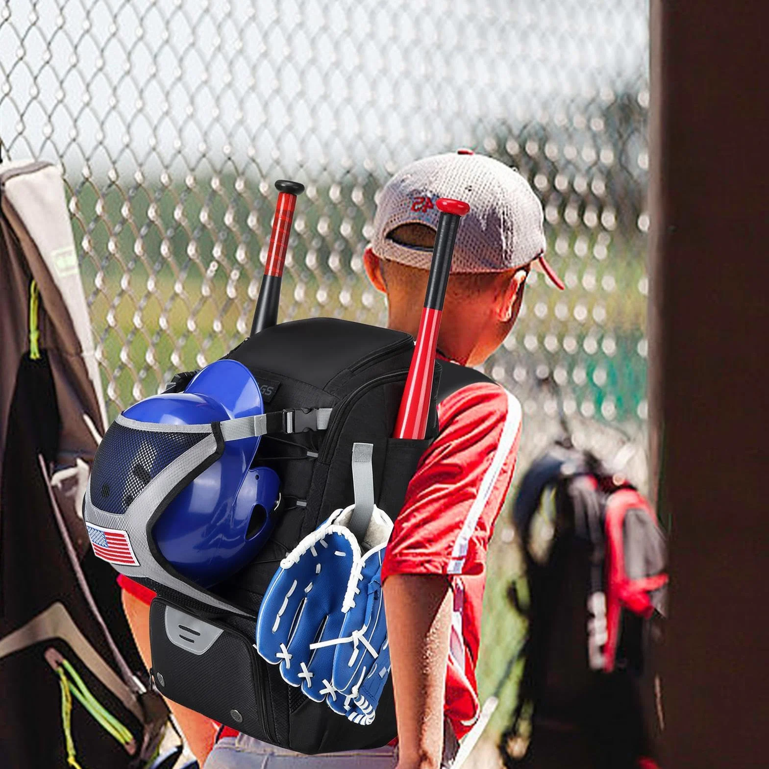 Borsa per mazze da baseball, Borsa da baseball - Borsa da baseball per ragazzi, Borsa da softball impermeabile, Zaino da baseball con ruote per scomparti per scarpe Borse per mazze da baseball Borse p