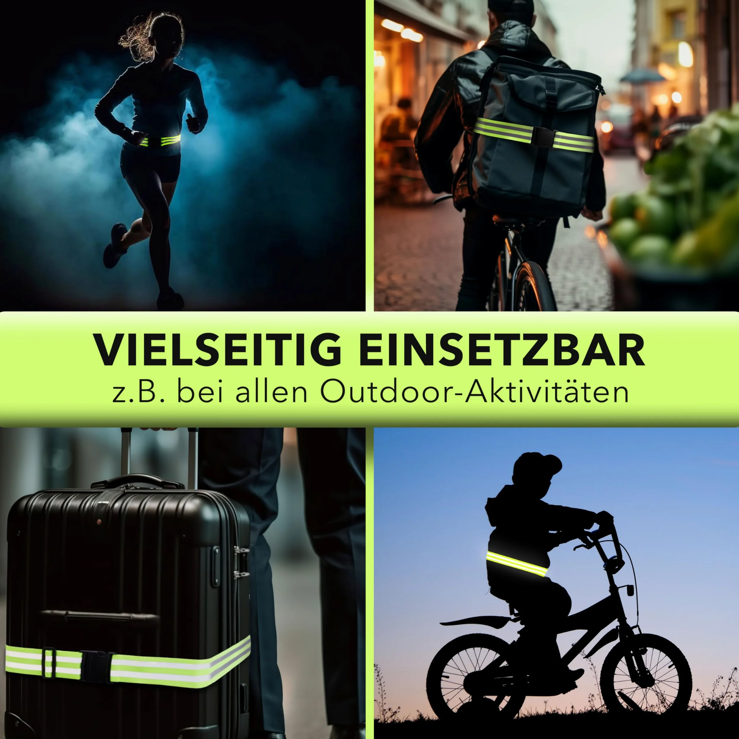 Cintura riflettente di sicurezza alta visibilità per corsa jogging ciclismo giallo